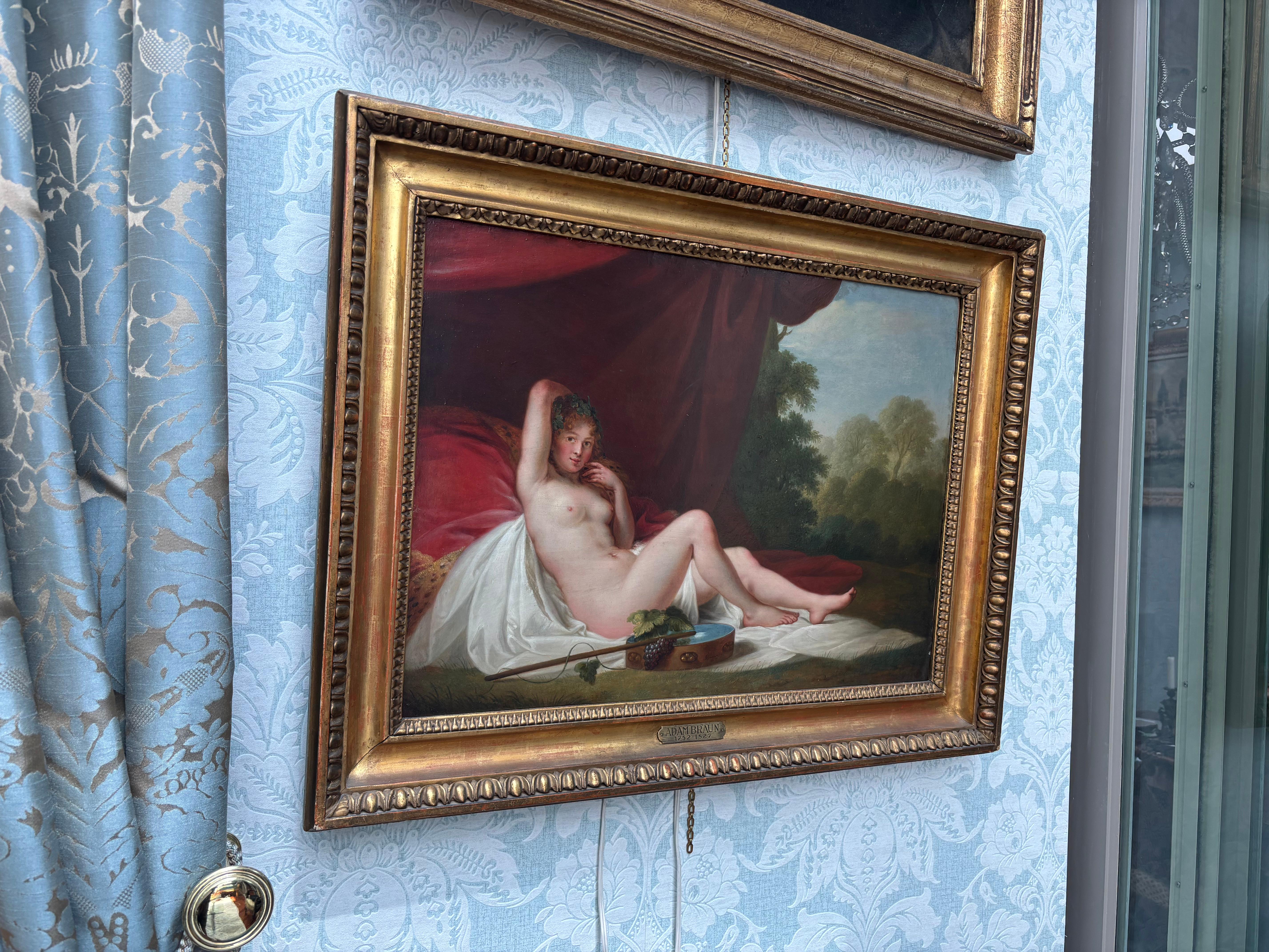 Painted 18th C, Oil on Copper of a Nude After Titian's Venus of Urbino by Adam J. Braun For Sale