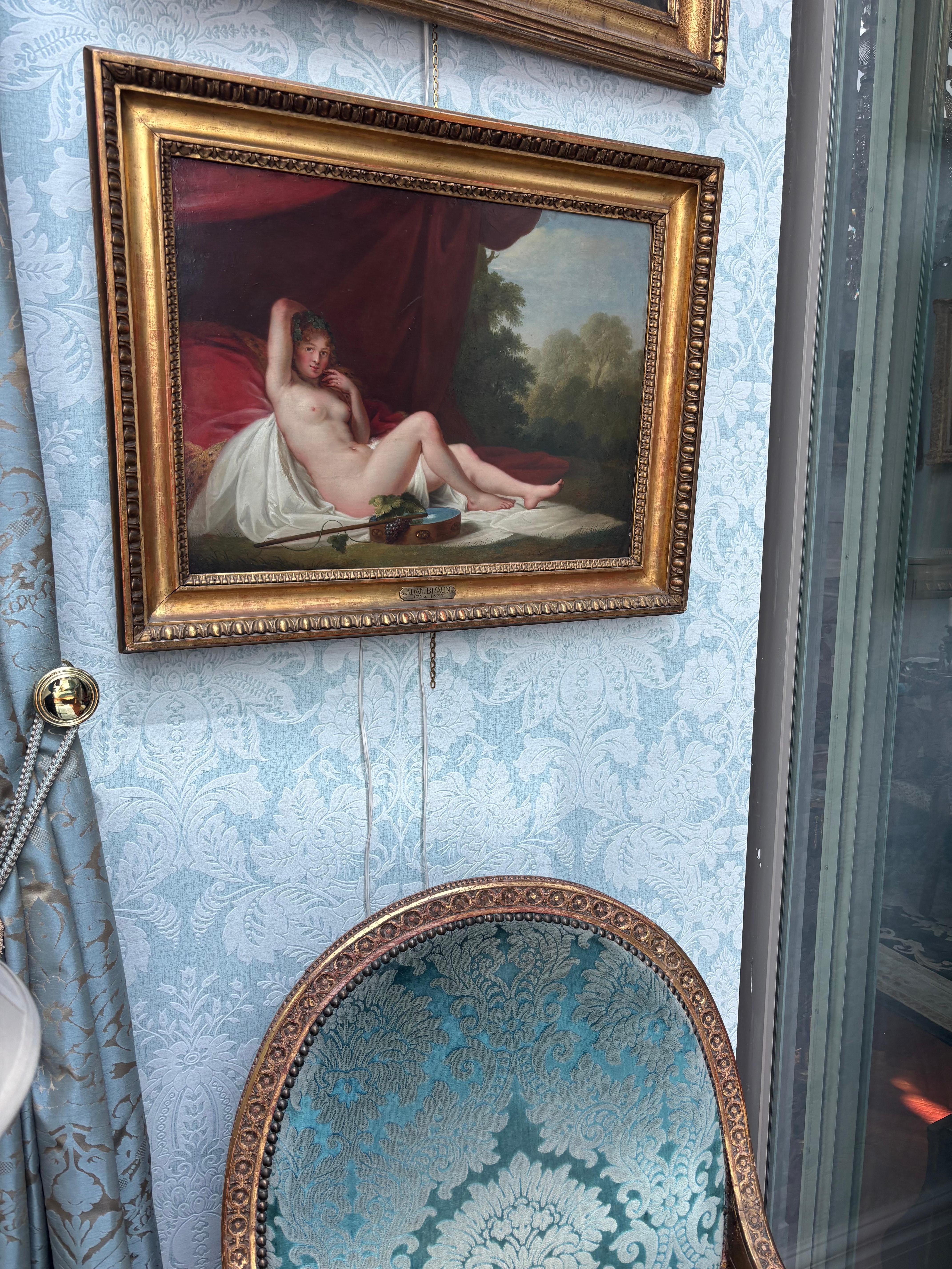Louis XVI 18th C, Oil on Copper of a Nude After Titian's Venus of Urbino by Adam J. Braun For Sale