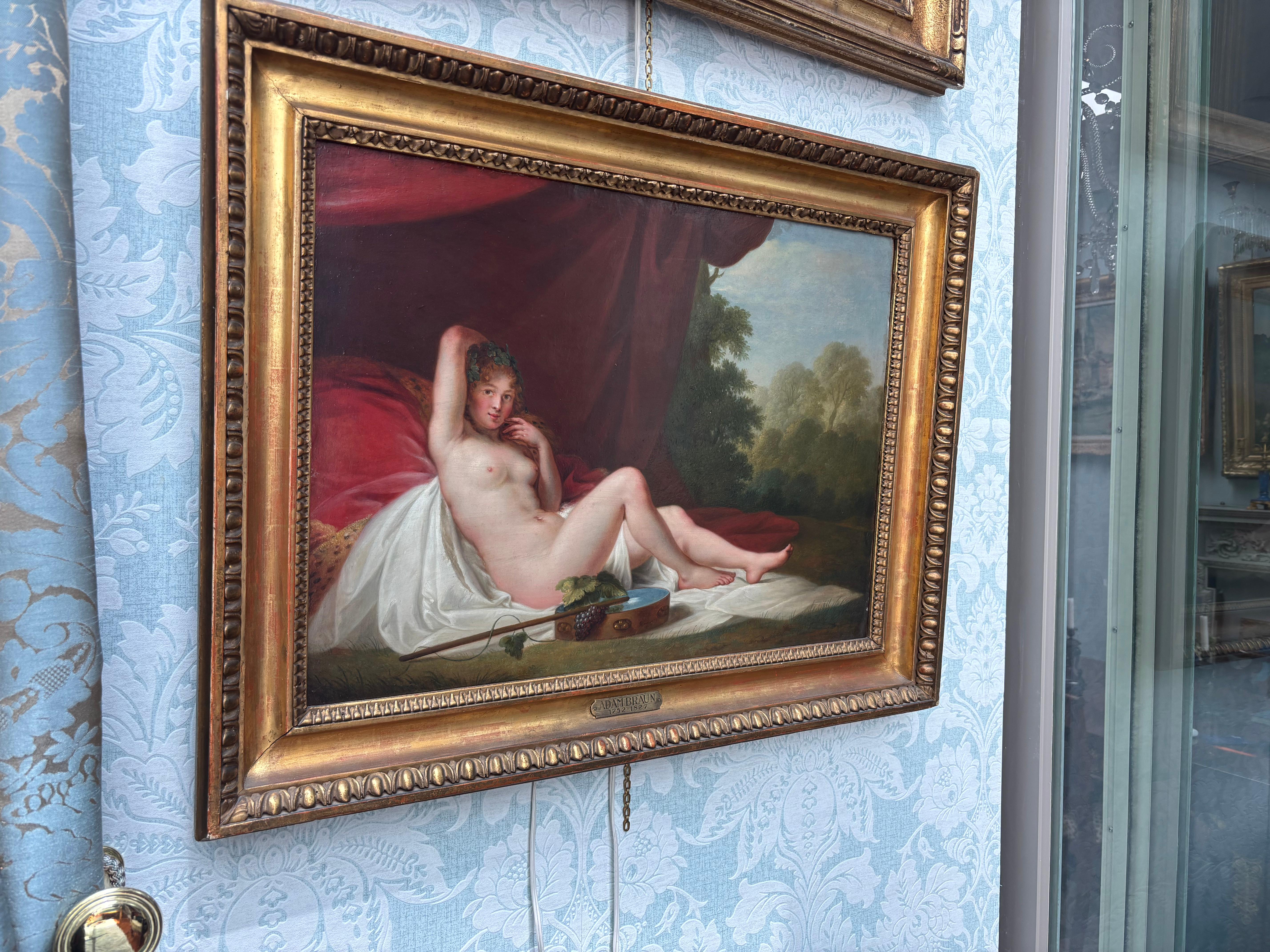 Austrian 18th C, Oil on Copper of a Nude After Titian's Venus of Urbino by Adam J. Braun For Sale