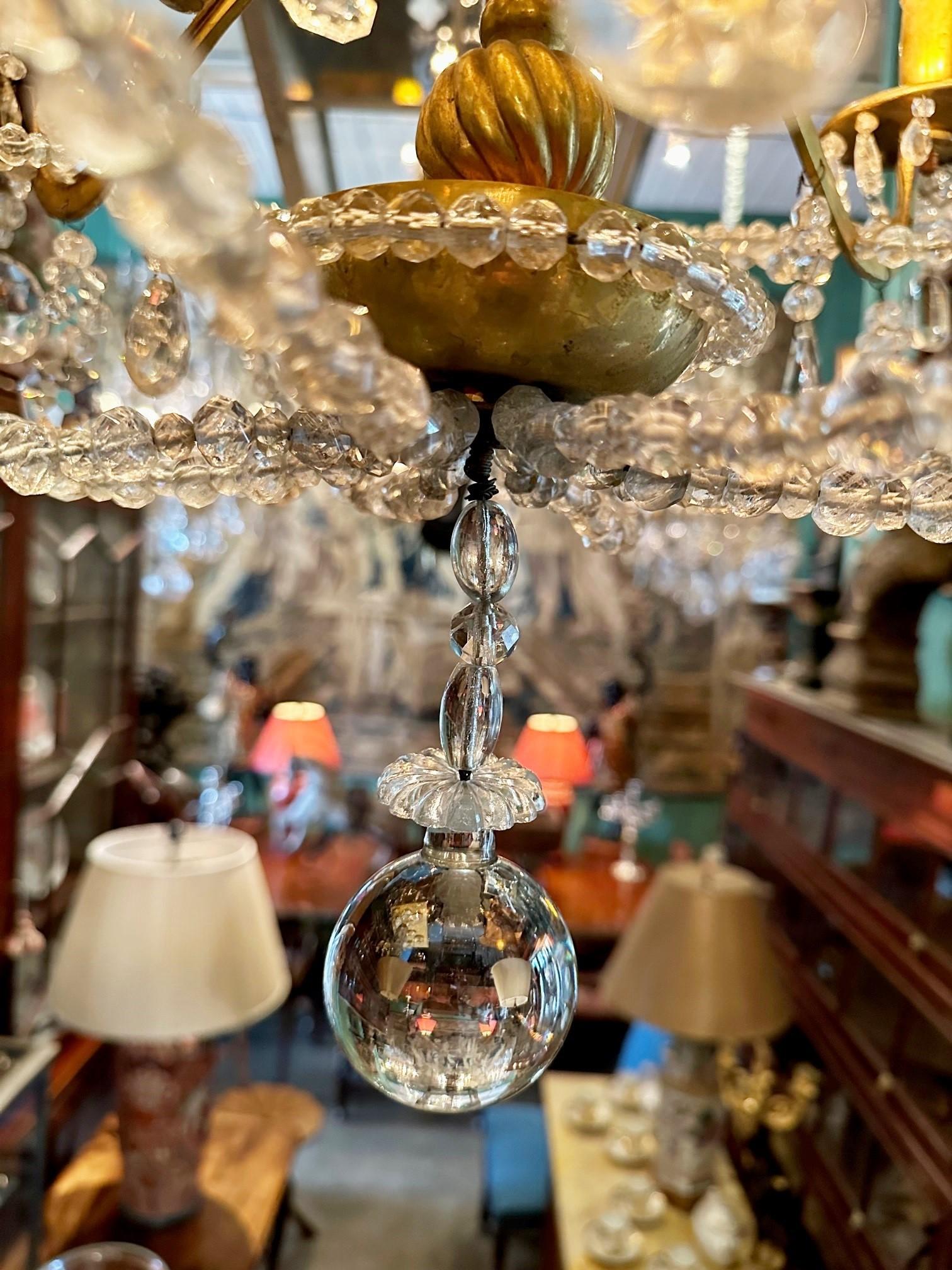Lustre suspendu à 16 éclairages en cristal de roche doré du 18ème siècle, LA en vente 7