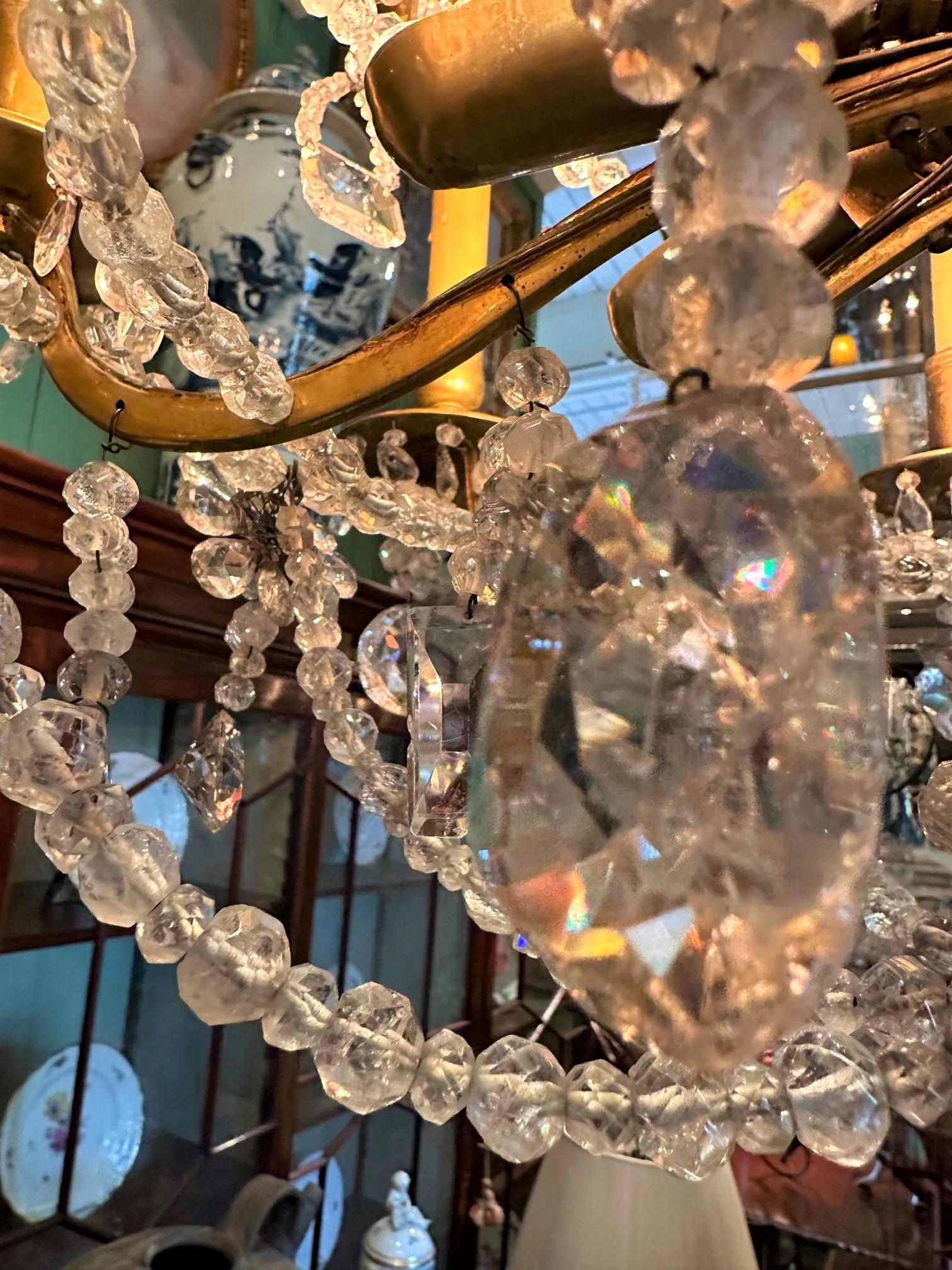 18th C. Ormolu Rock Crystal 16-Light Chandelier Hanging Ceiling Light Pendant LA For Sale 10