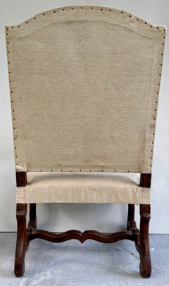 Hand-Carved Walnut Os de Mouton Armchair, Louis XIV Style, France