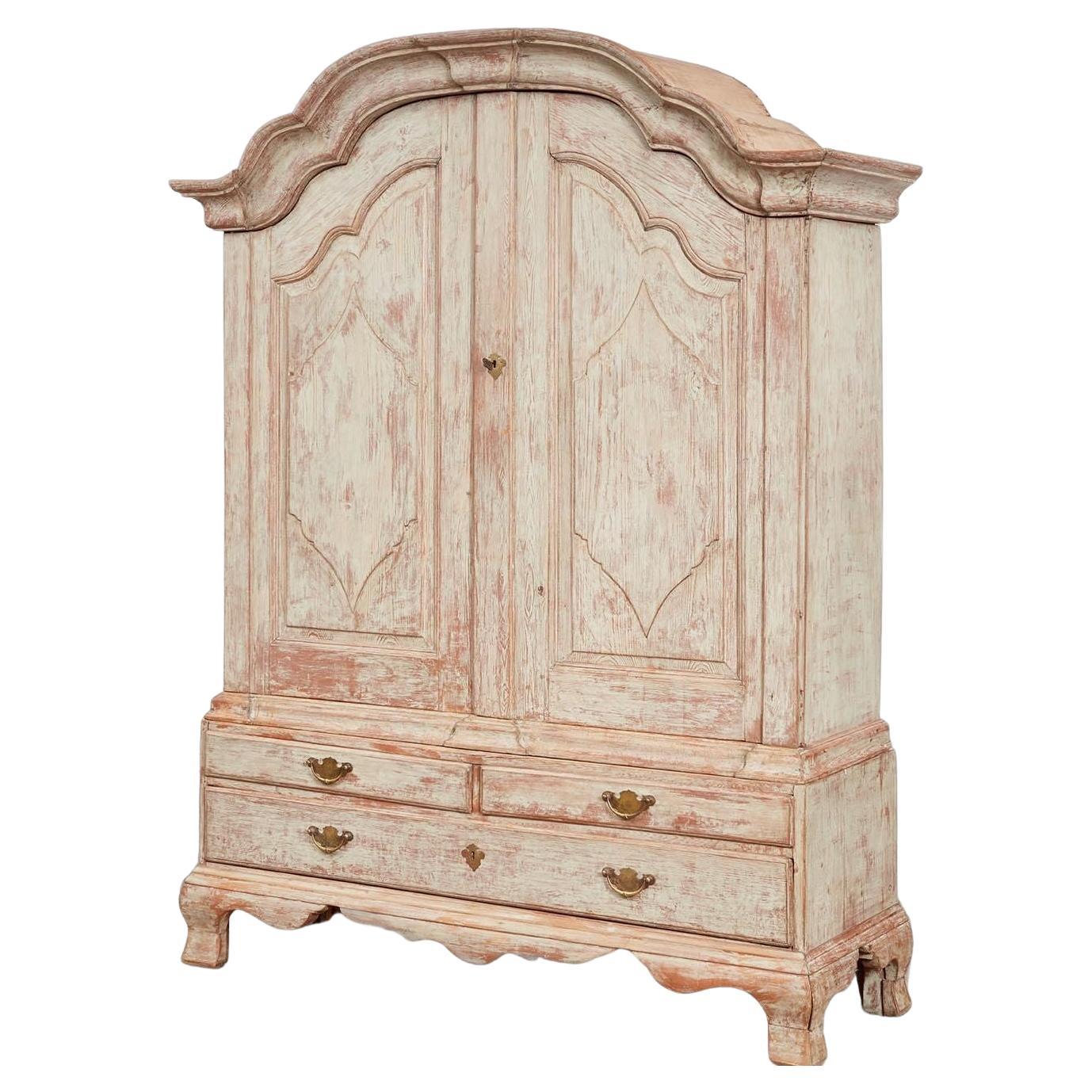 18th c. Painted Danish Cabinet For Sale