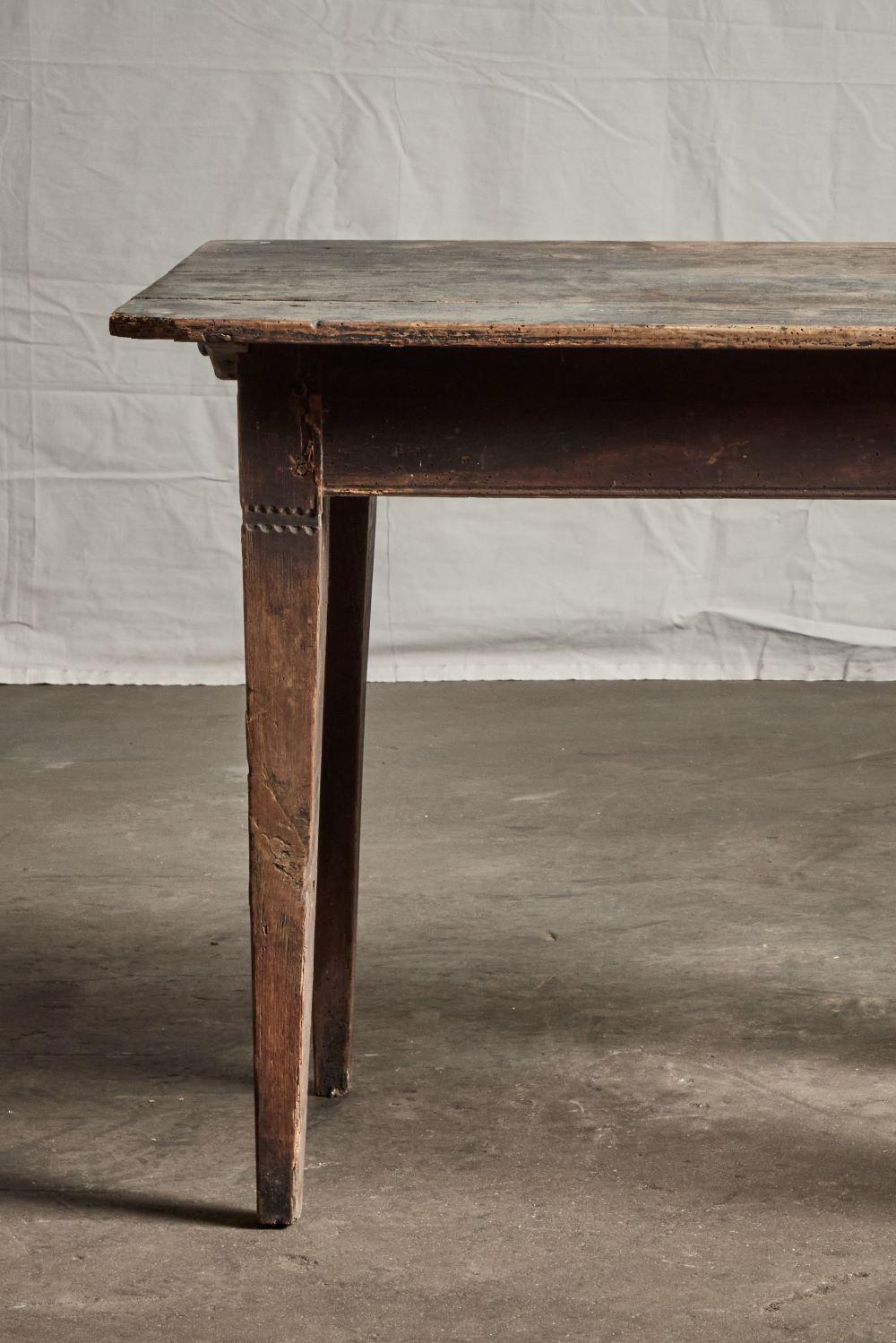 Wood 18th C. Painted Farm Table For Sale