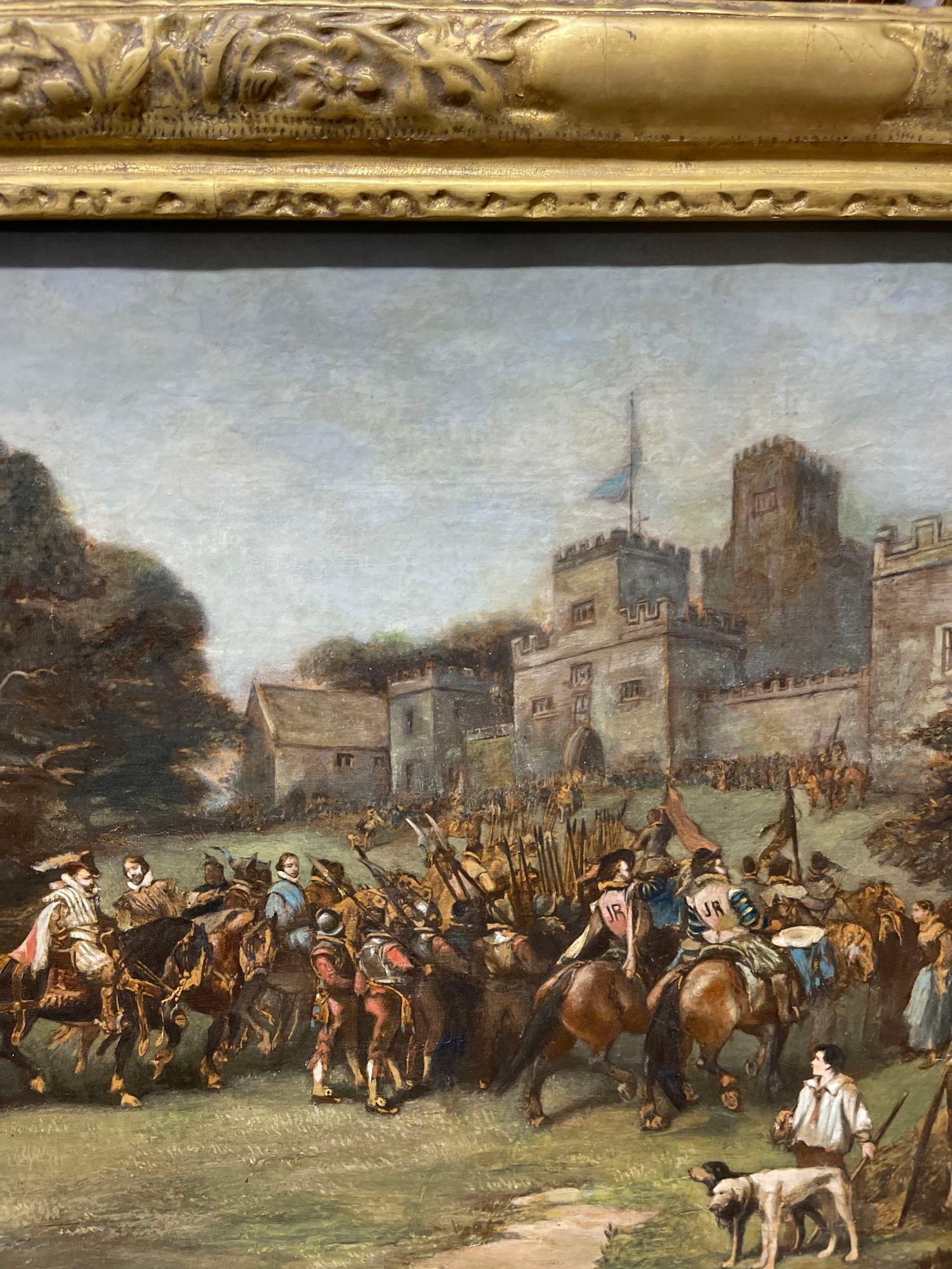 18th C. Painting on Canvas of King James I Visit to Hoghton Tower In Good Condition For Sale In Los Angeles, CA