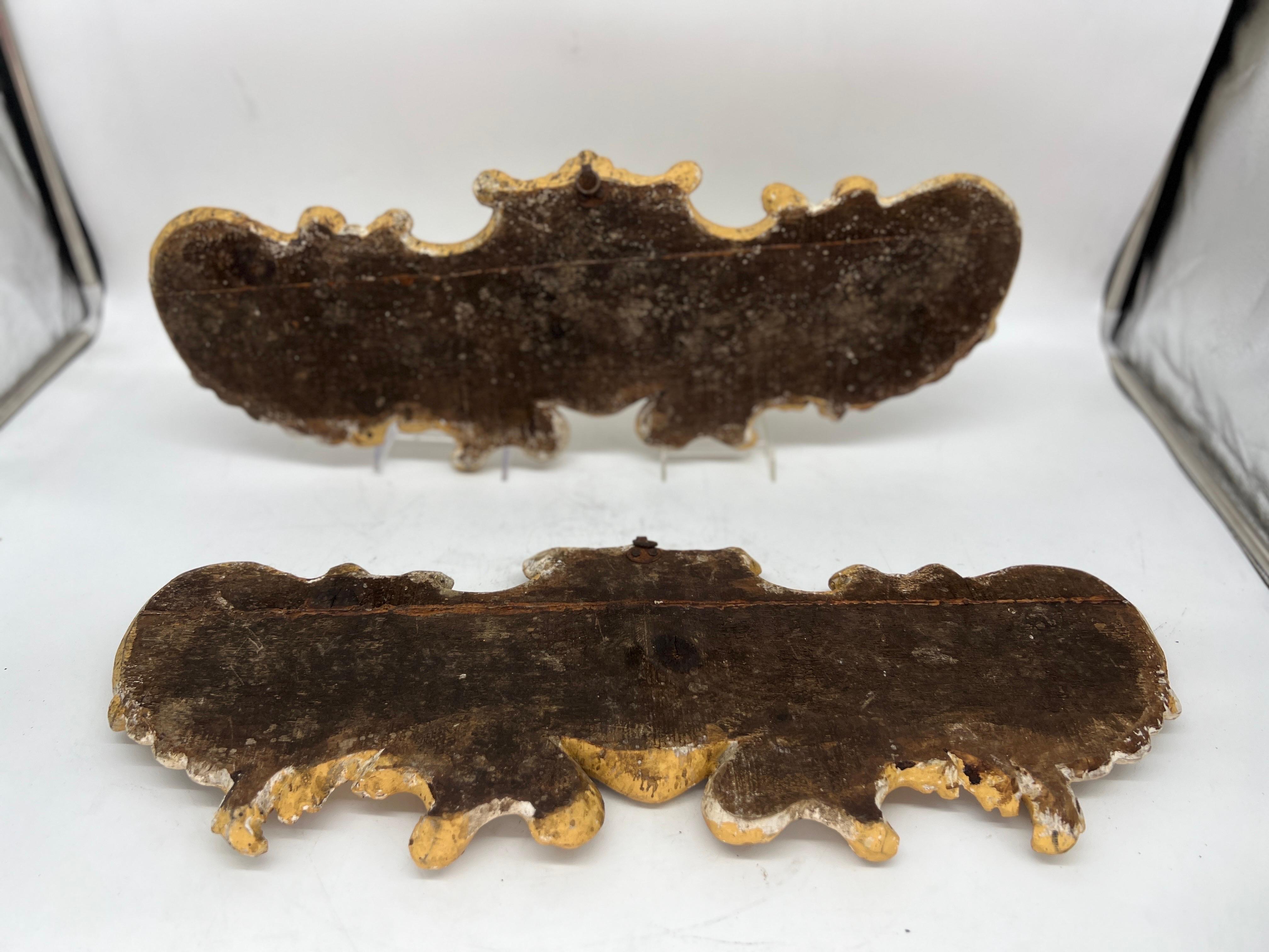 18th C. Pair, French Baroque Carved & Gilt Architectural Element - Wall Hanging For Sale 2