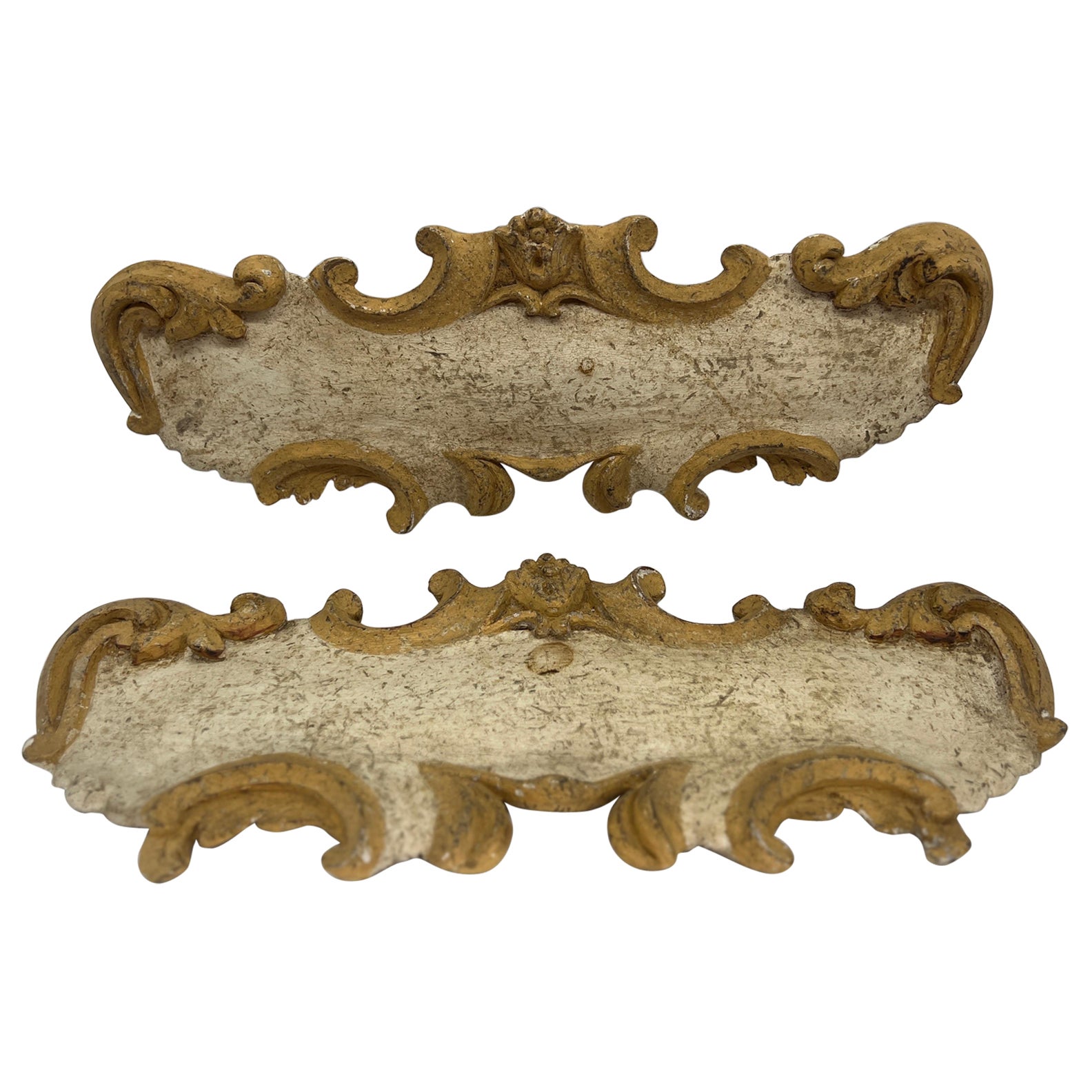 18th C. Pair, French Baroque Carved & Gilt Architectural Element - Wall Hanging