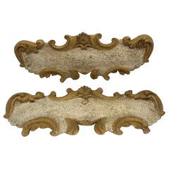 18th C. Pair, French Baroque Carved & Gilt Architectural Element - Wall Hanging