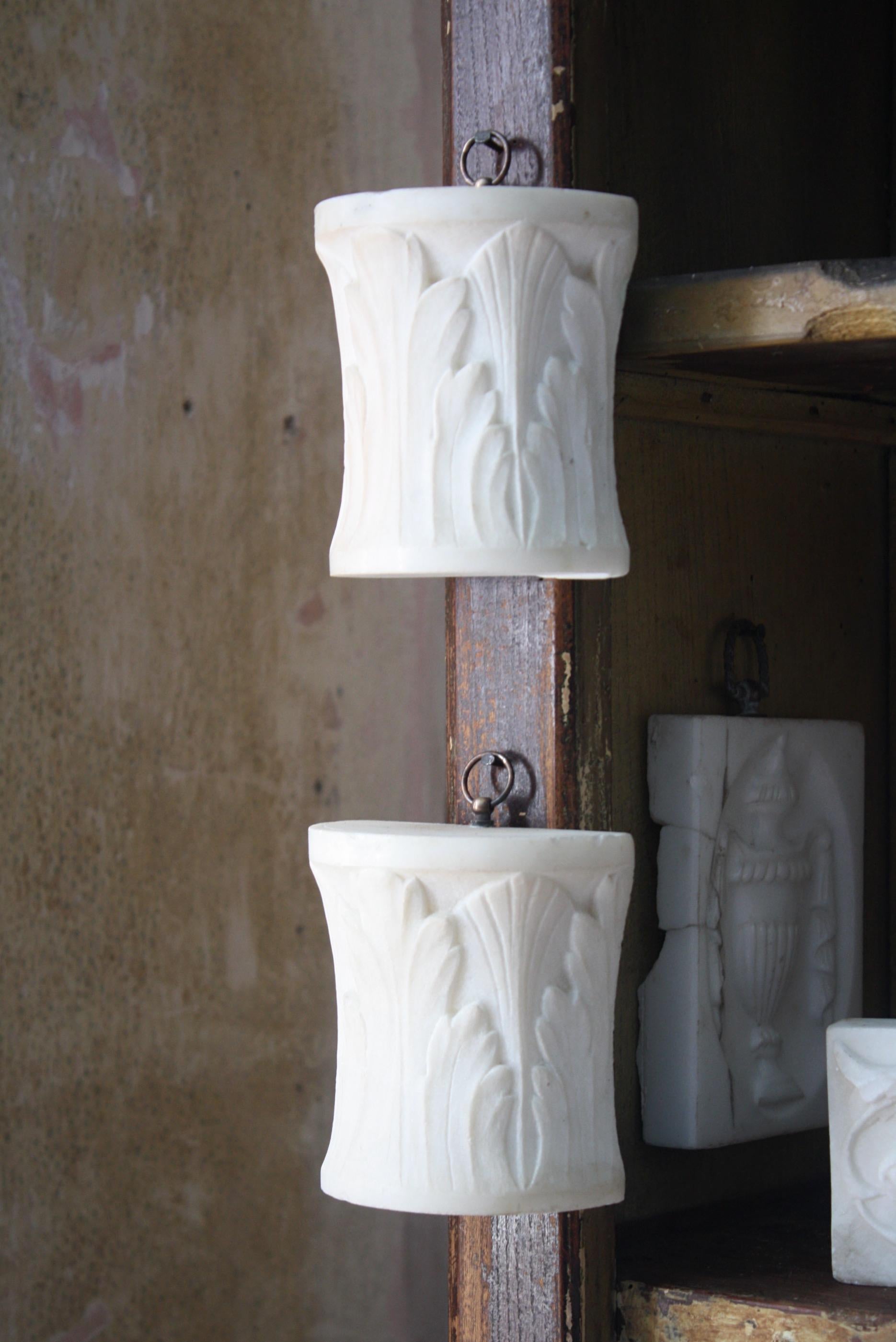 English 18th C Pair of Carved Marble Corbels Organic Decorative Architectural Elements