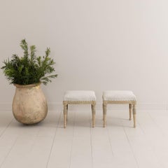 18th c. Pair of Swedish Gustavian Stools in Original Paint