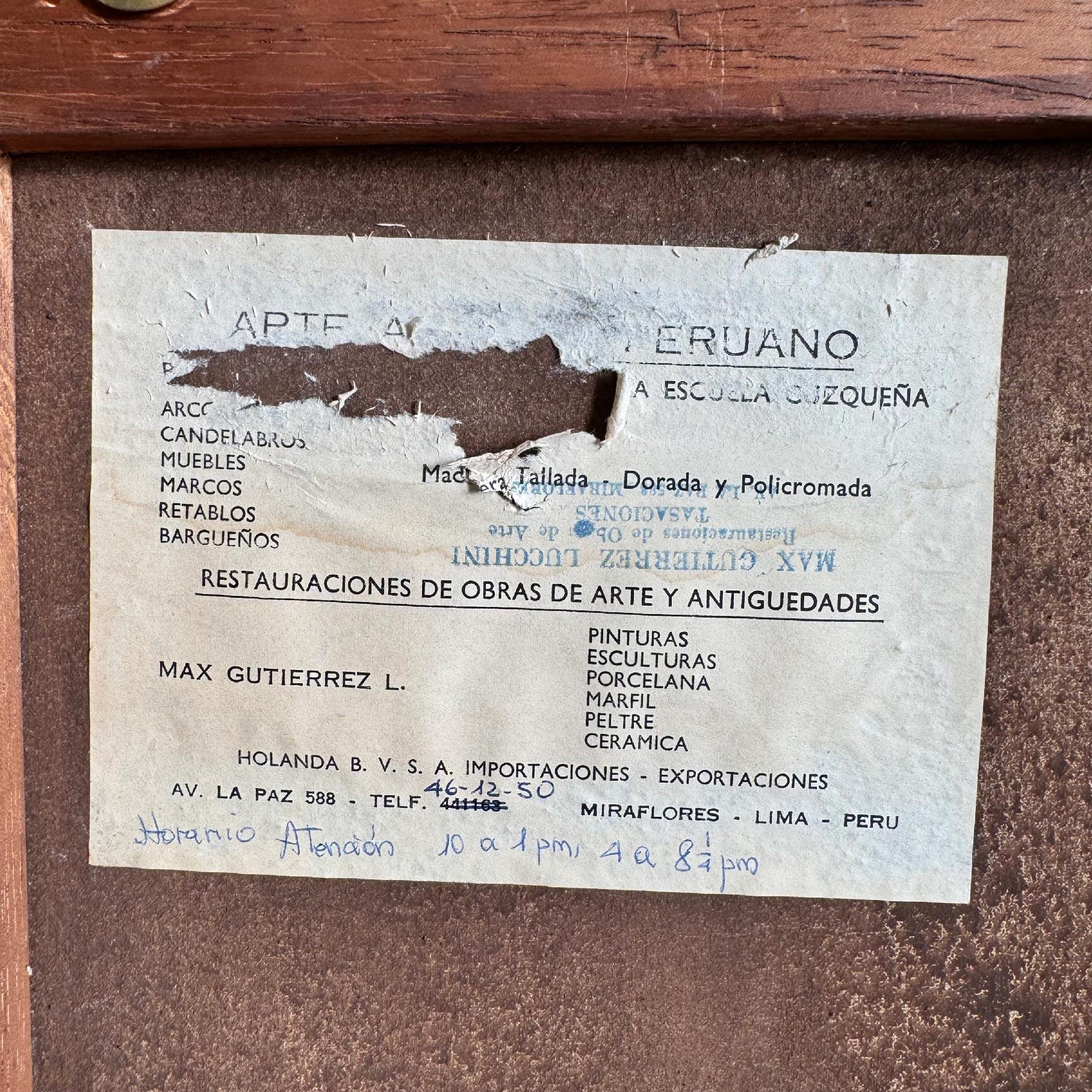 Olio su tela del 18° secolo della scuola peruviana di Cuzco raffigurante l'Arcangelo Michele che sconfigge Satana in vendita 2
