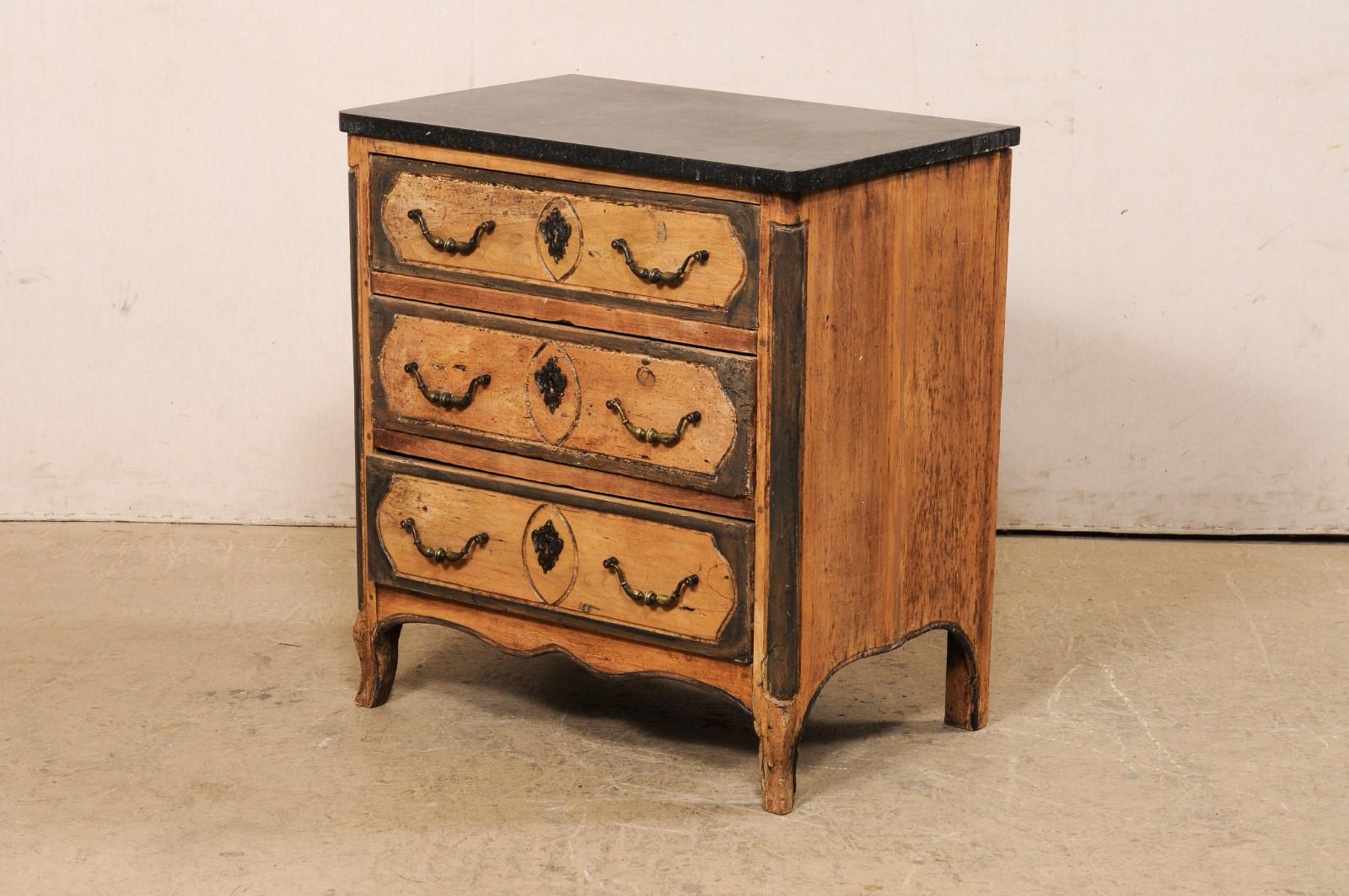 18th Century Petite-Sized French Chest with Its Original Black Marble Top For Sale 5