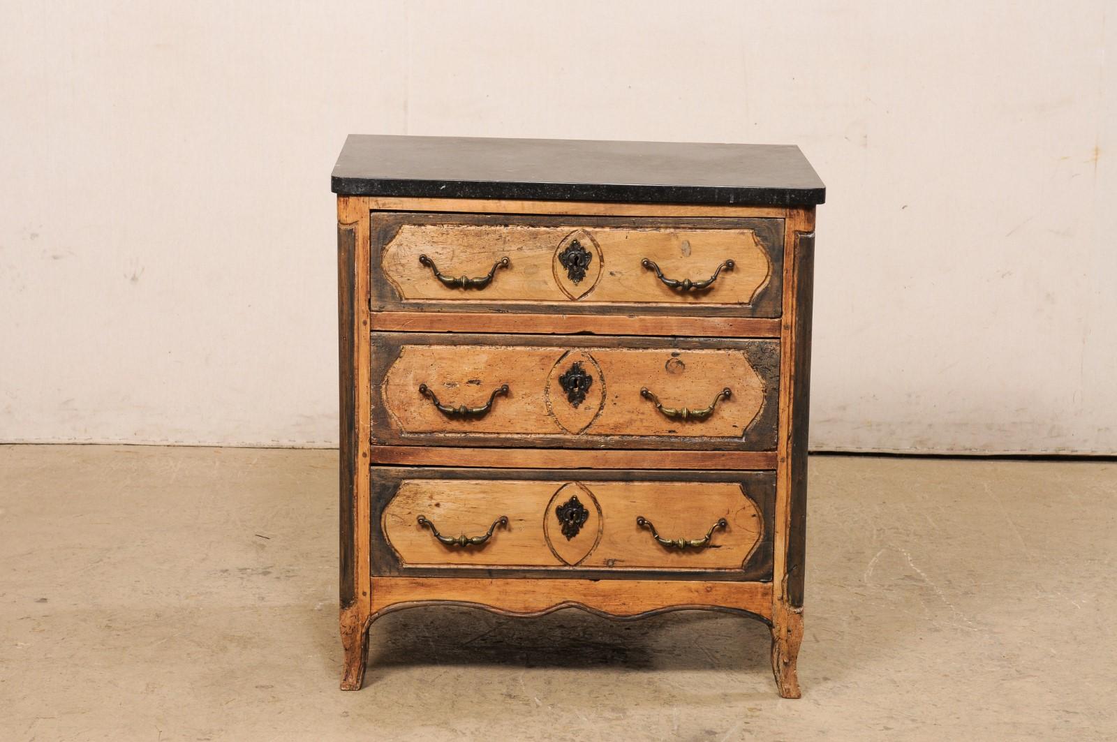 18th Century Petite-Sized French Chest with Its Original Black Marble Top For Sale 6