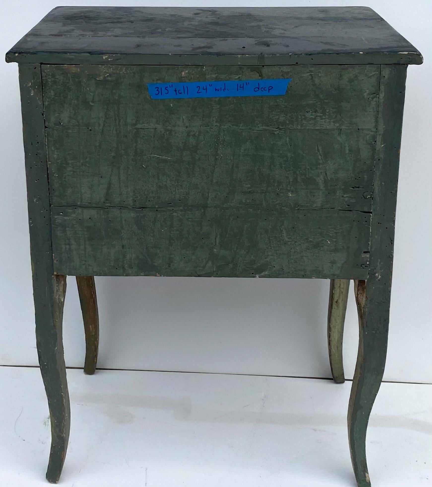 Poplar Petite Venetian Neoclassical Style Painted Commode with Faux Marble Top