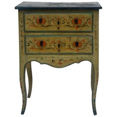 Petite Venetian Neoclassical Style Painted Commode with Faux Marble Top