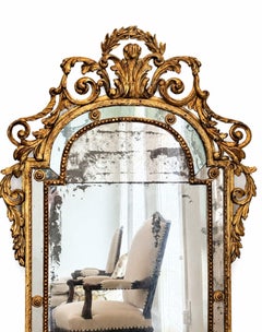 18th C Piedmont Rococo Paraclose Gilt Mirror with Mercury Glass