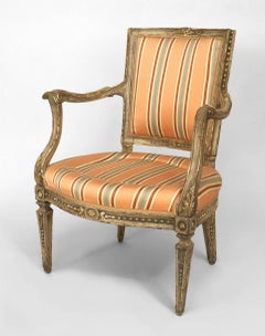 Italian Neo-Classic Pink Stripe Arm Chair