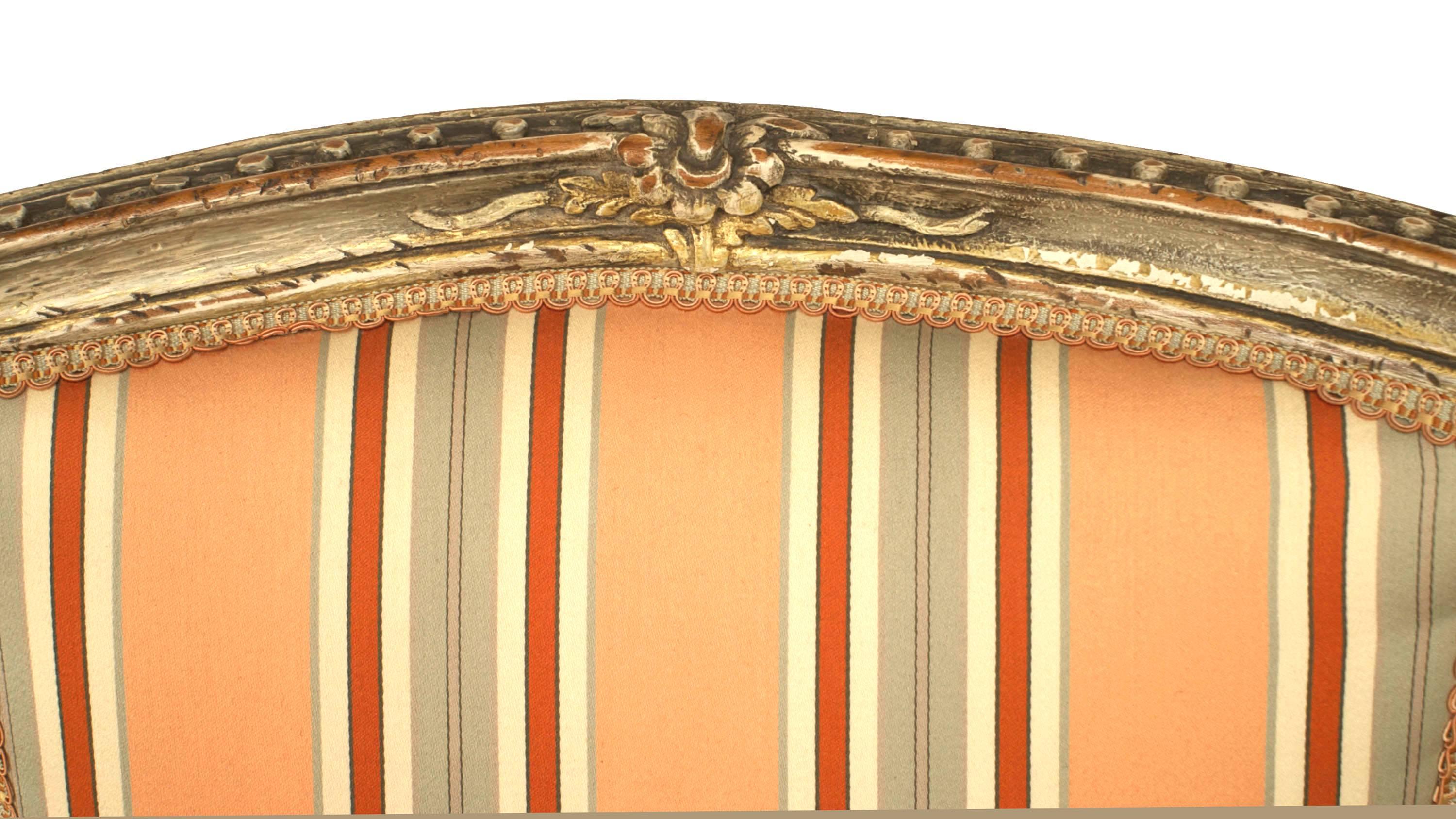 Hand-Painted Italian Neo-Classic Pink Stripe Arm Chair For Sale