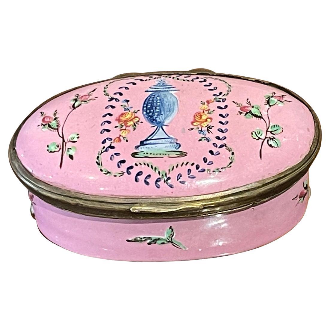 18th C Pink Battersea-Bilston Mourning Box, Ex-Collection of h.r.h Princess Roya