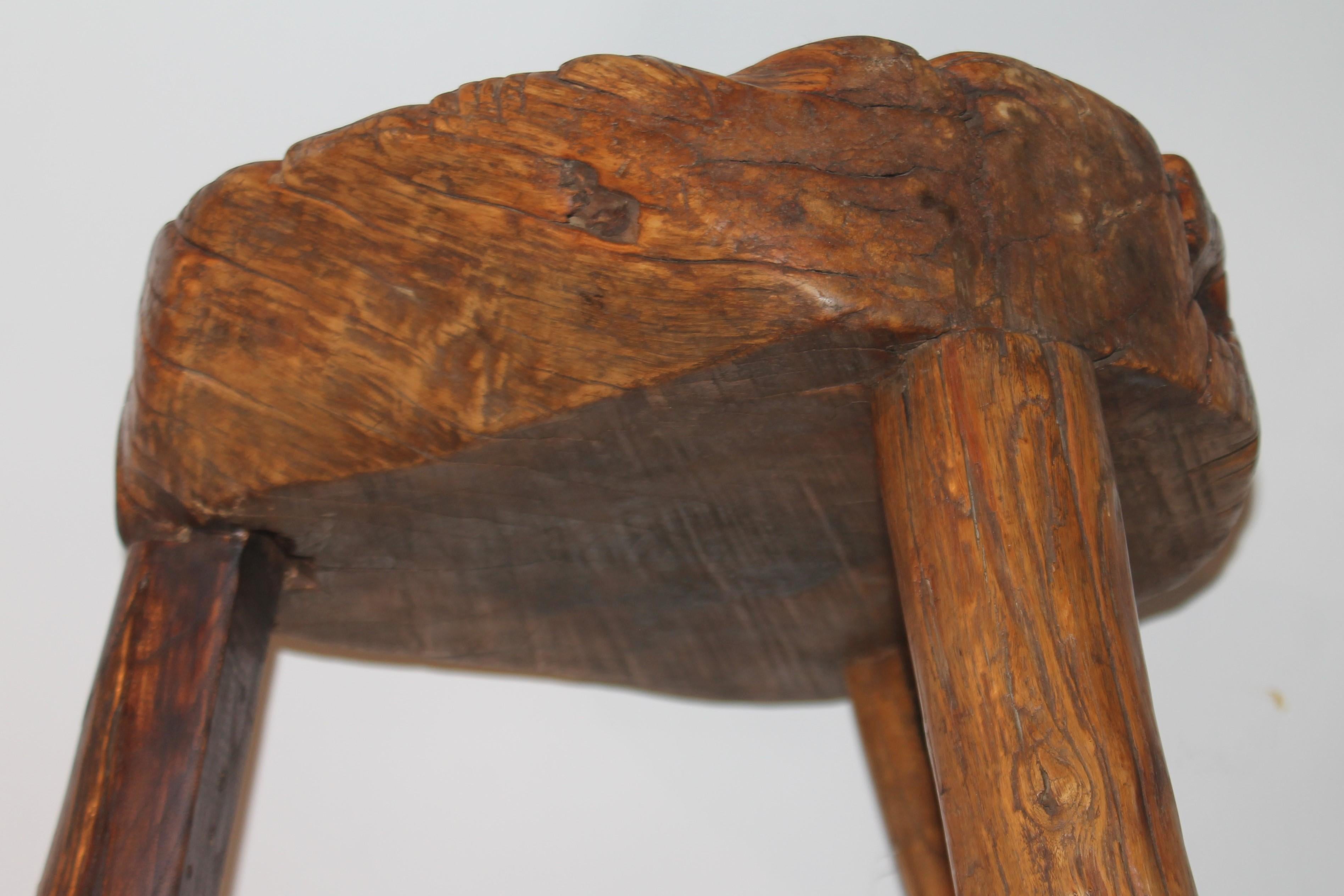 18th C Plank Wood Stool In Good Condition In Los Angeles, CA