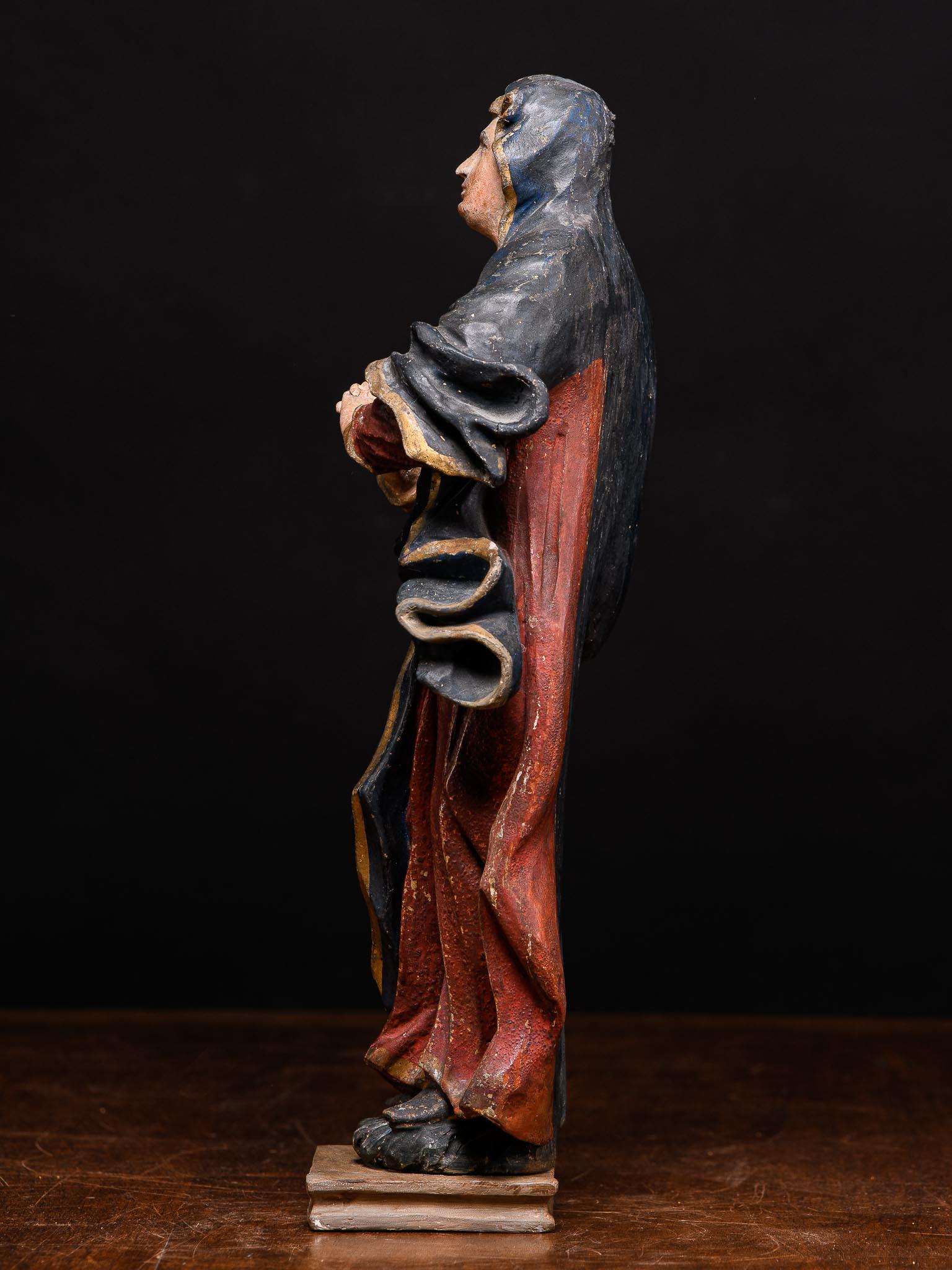 French 18th C Polychromed Fruitwood Carved Statue Depicting Maria Magdalena, Germany For Sale