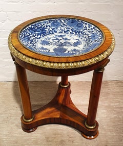18th Century Porcelain Dish with Rosewood Display Table