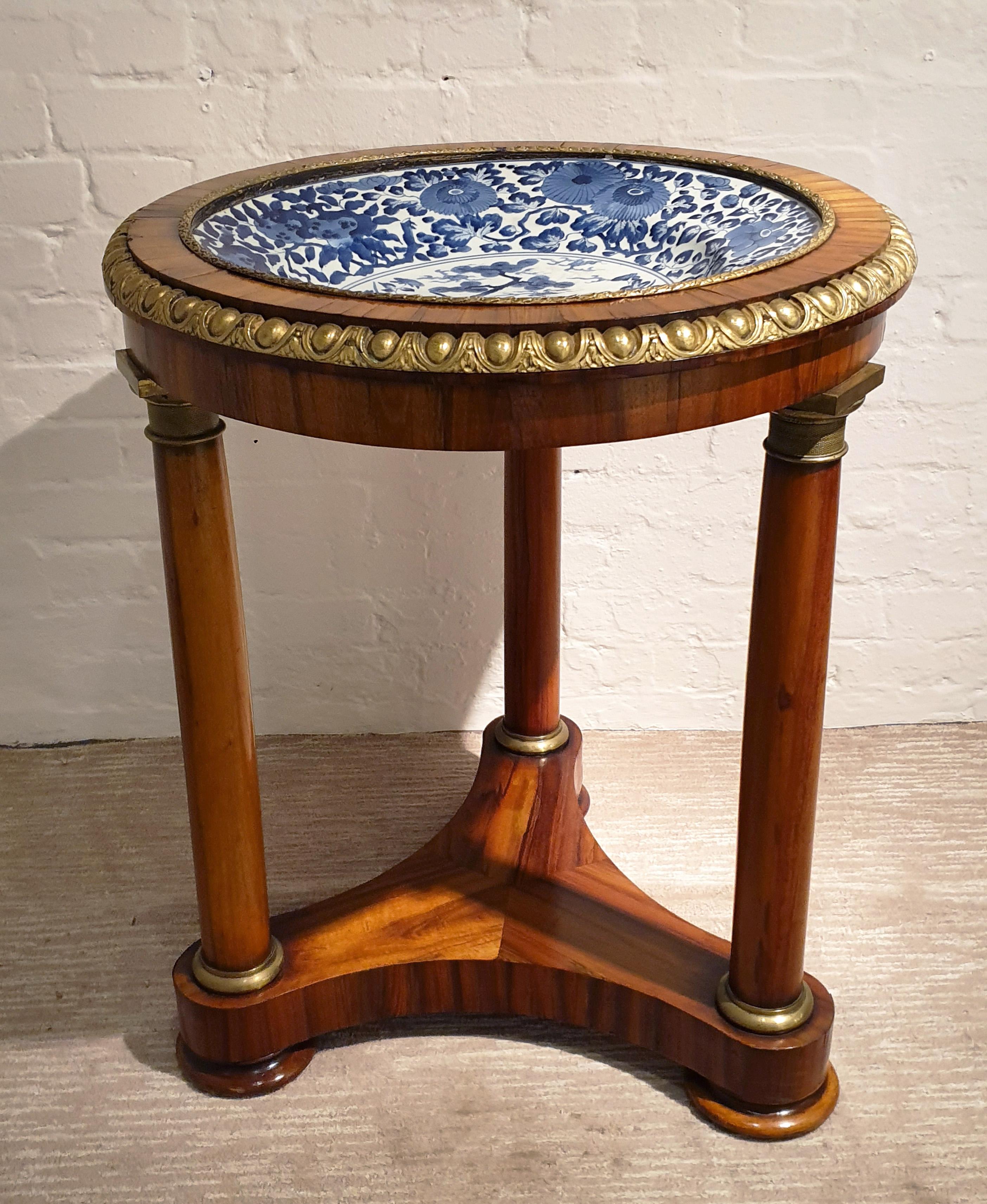 18th Century Porcelain Dish with Rosewood Display Table 3