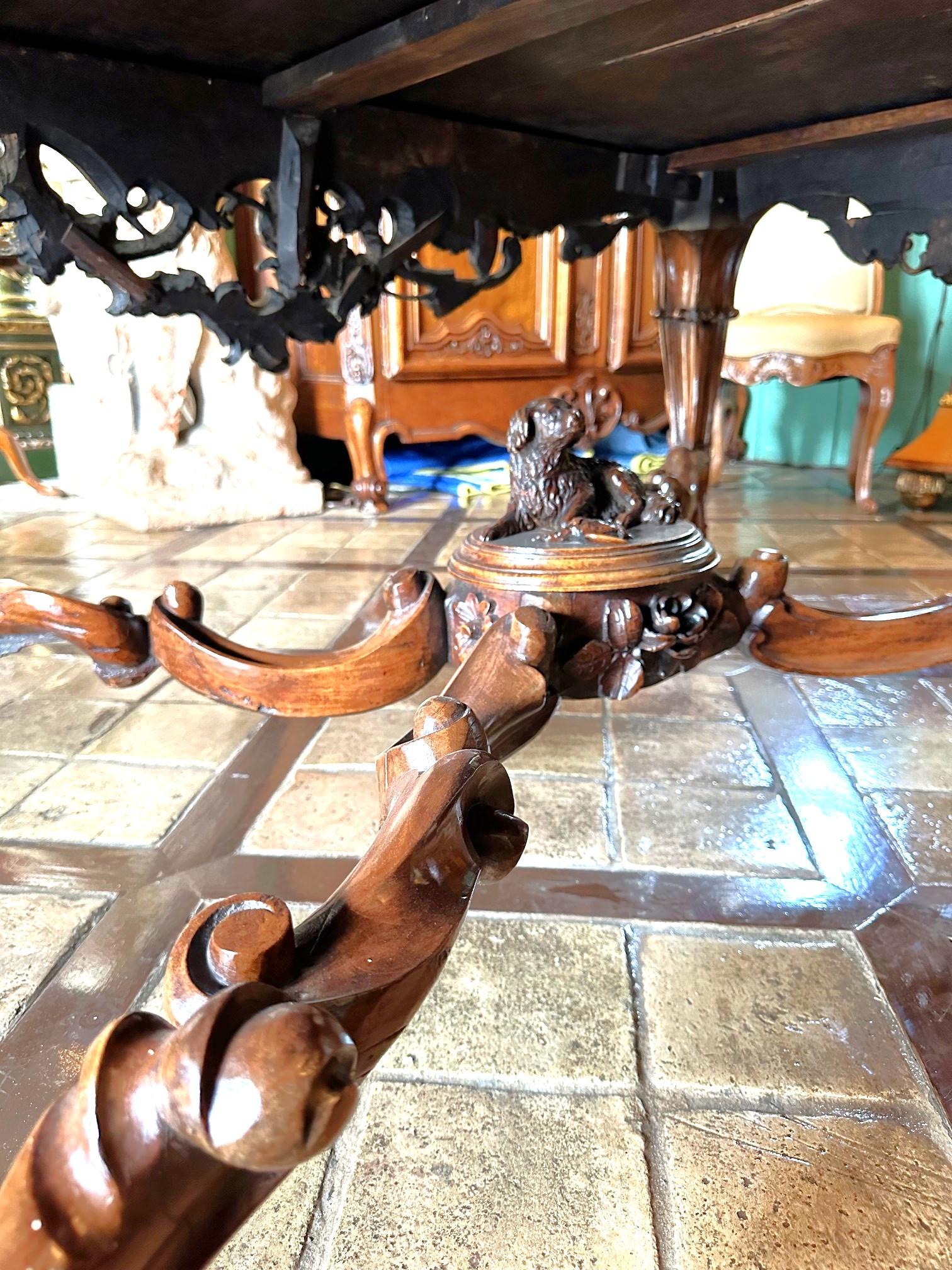 18th C. Portuguese Grand carved Hardwood Library Table Entry center Antiques LA For Sale 7