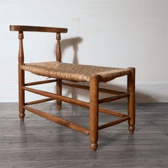 18th Century Provencal Rush Seat Hearth Stool, France
