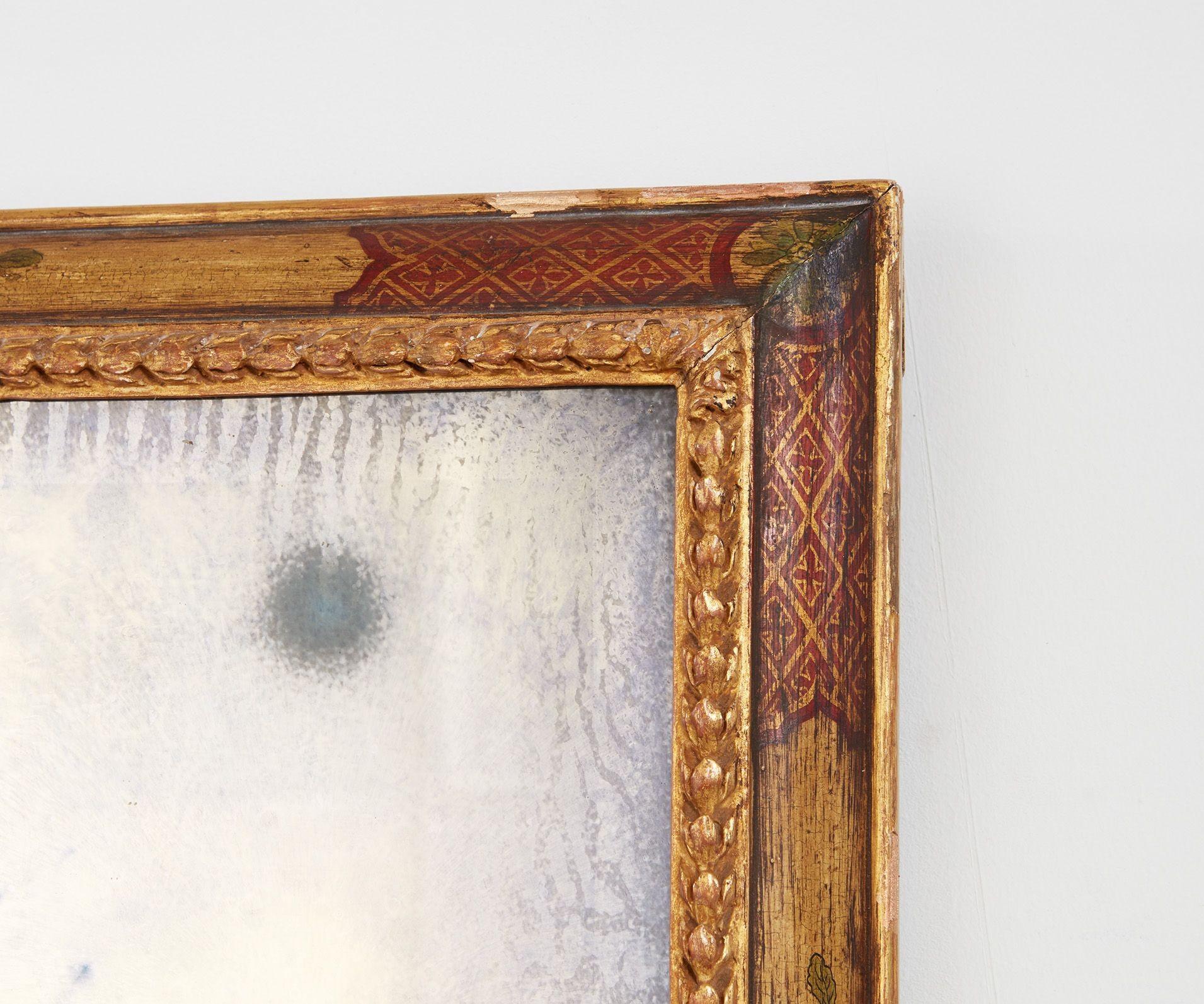 18th Century 18th c. Queen Anne Cushion-Molded Chinoiserie Overmantel Mirror For Sale