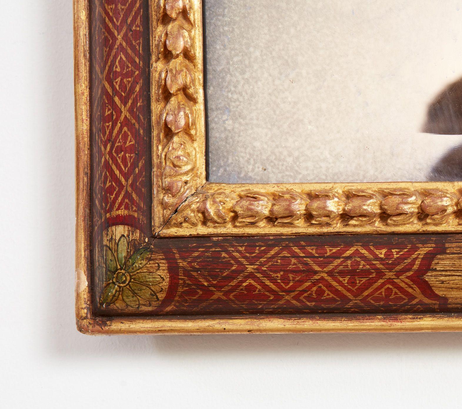 Glass 18th c. Queen Anne Cushion-Molded Chinoiserie Overmantel Mirror For Sale