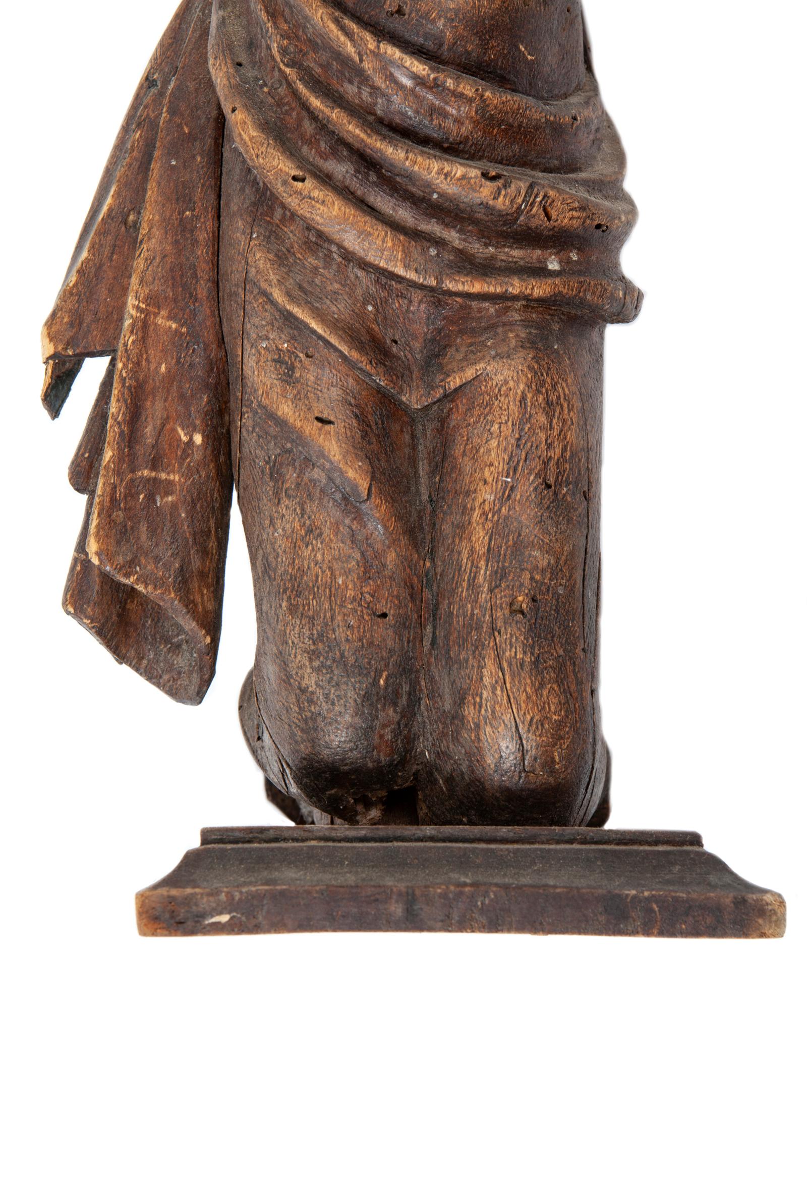 18th C Rare Wood Female Carving Artifact For Sale 2