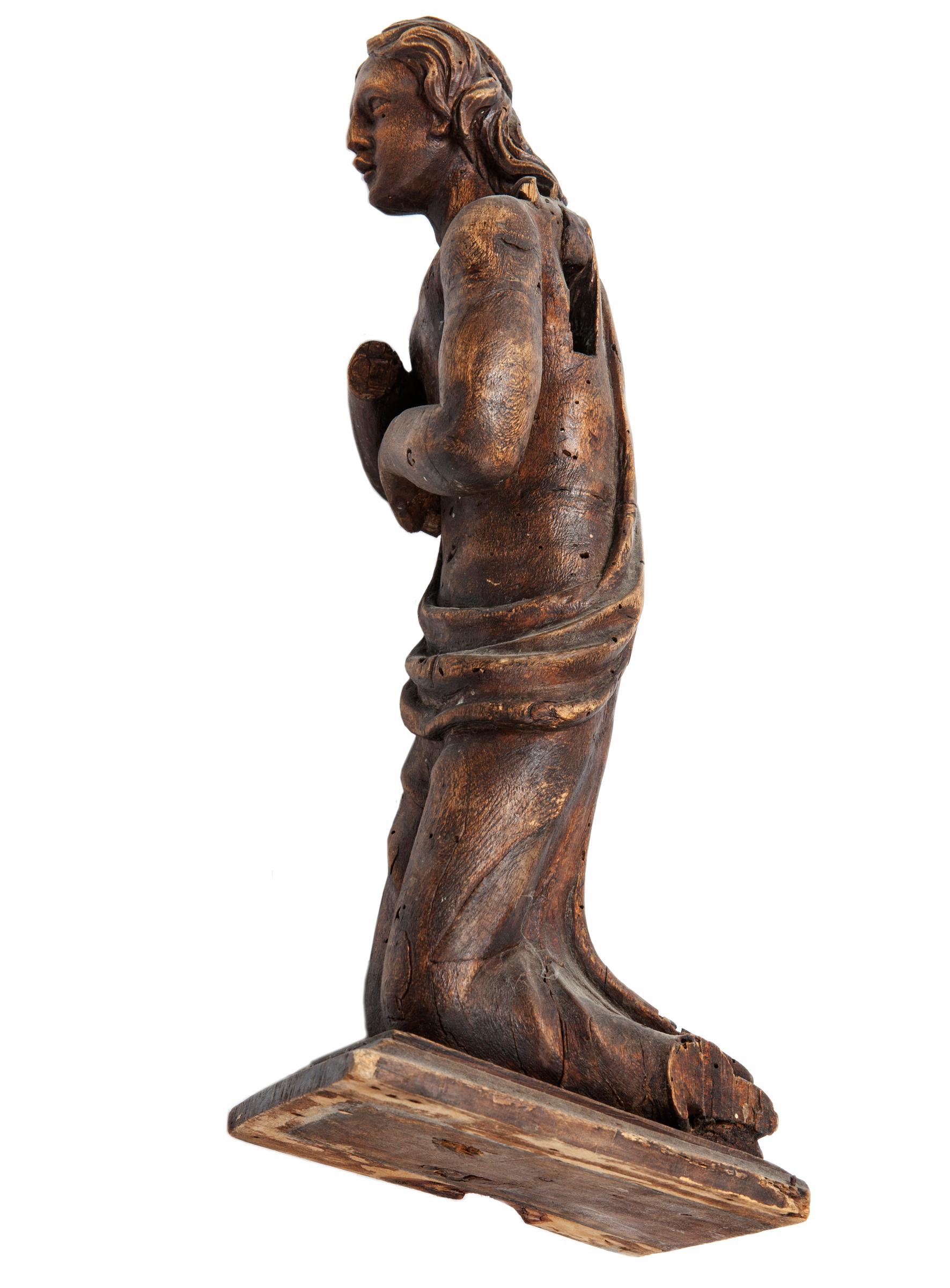 18th C Rare Wood Female Carving Artifact In Good Condition For Sale In Malibu, CA