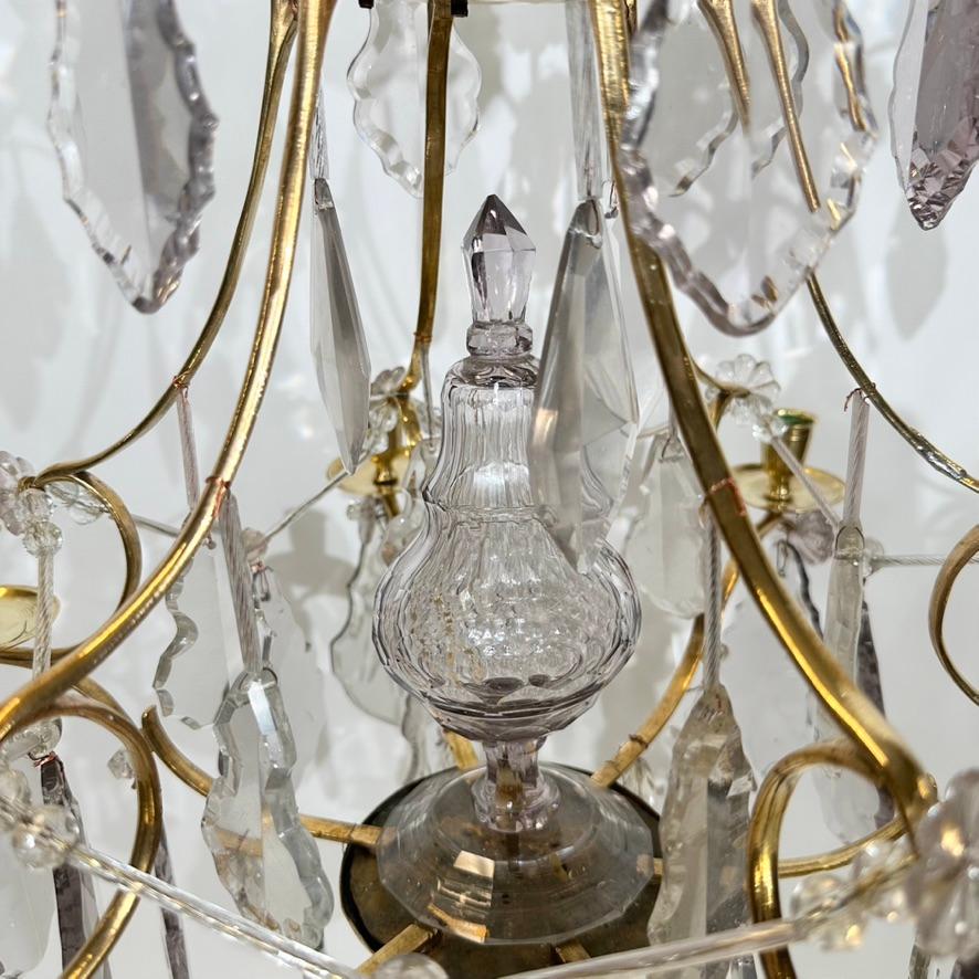 Brass 18th c rococo chandelier For Sale