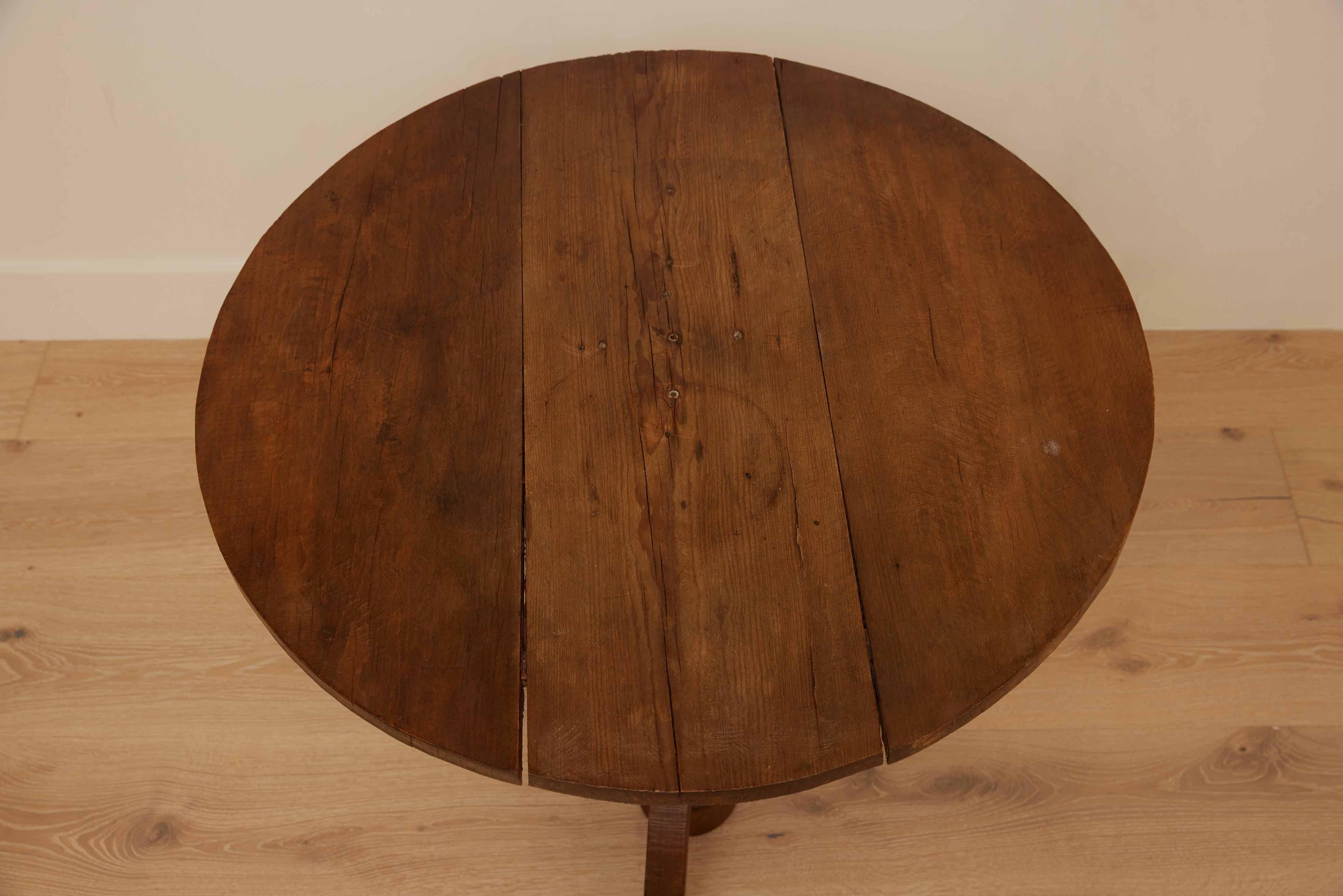 Hand-Crafted 18th C Round French Pedestal Table For Sale