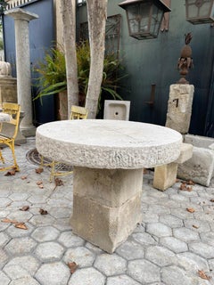 Round Hand Carved Stone Antique Garden Coffee Outdoor Fun Table Farm, LA