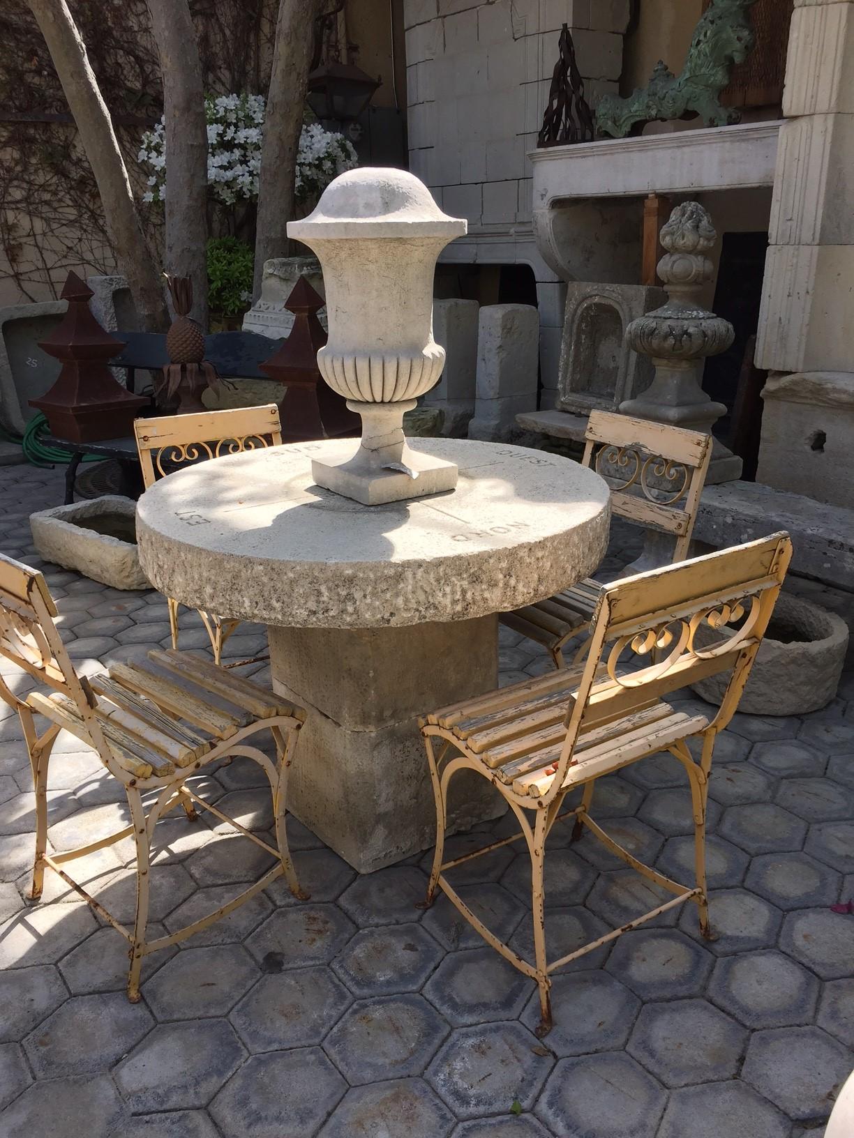 round stone garden table