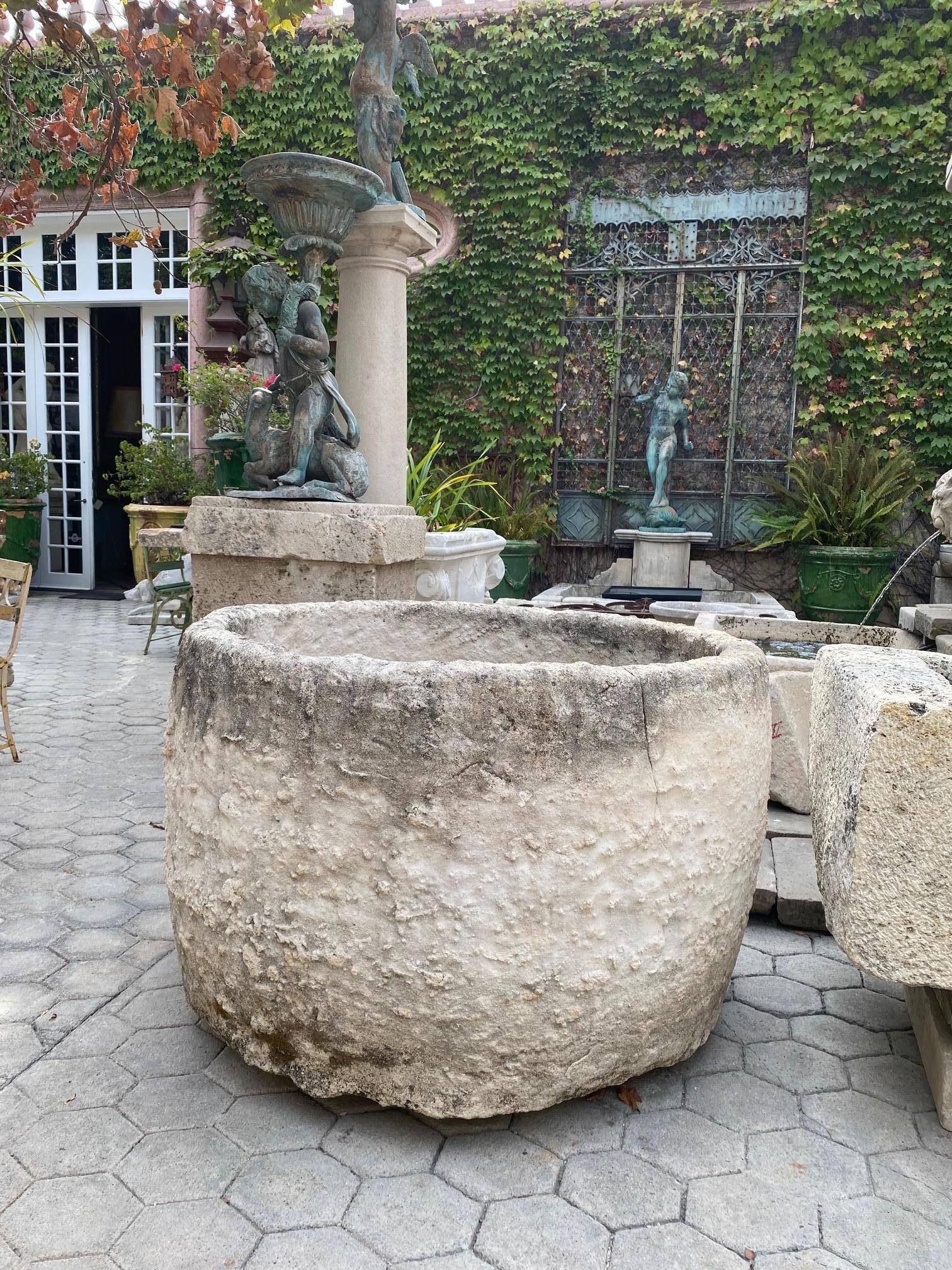 antique limestone planters