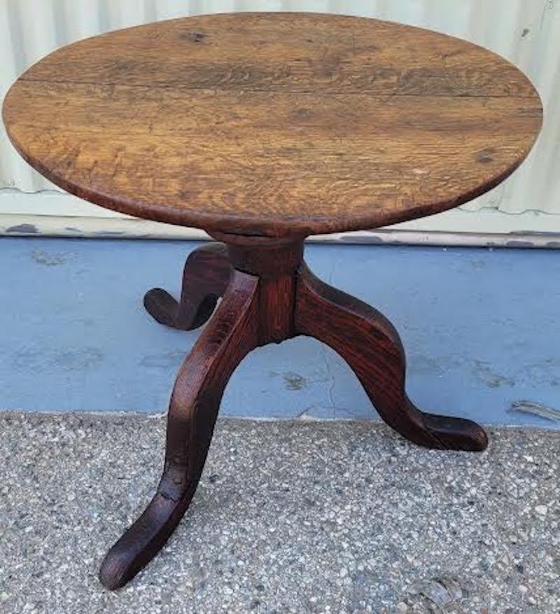 English 18th C Round Pedestal Side Table For Sale