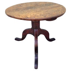 Antique 18th C Round Pedestal Side Table