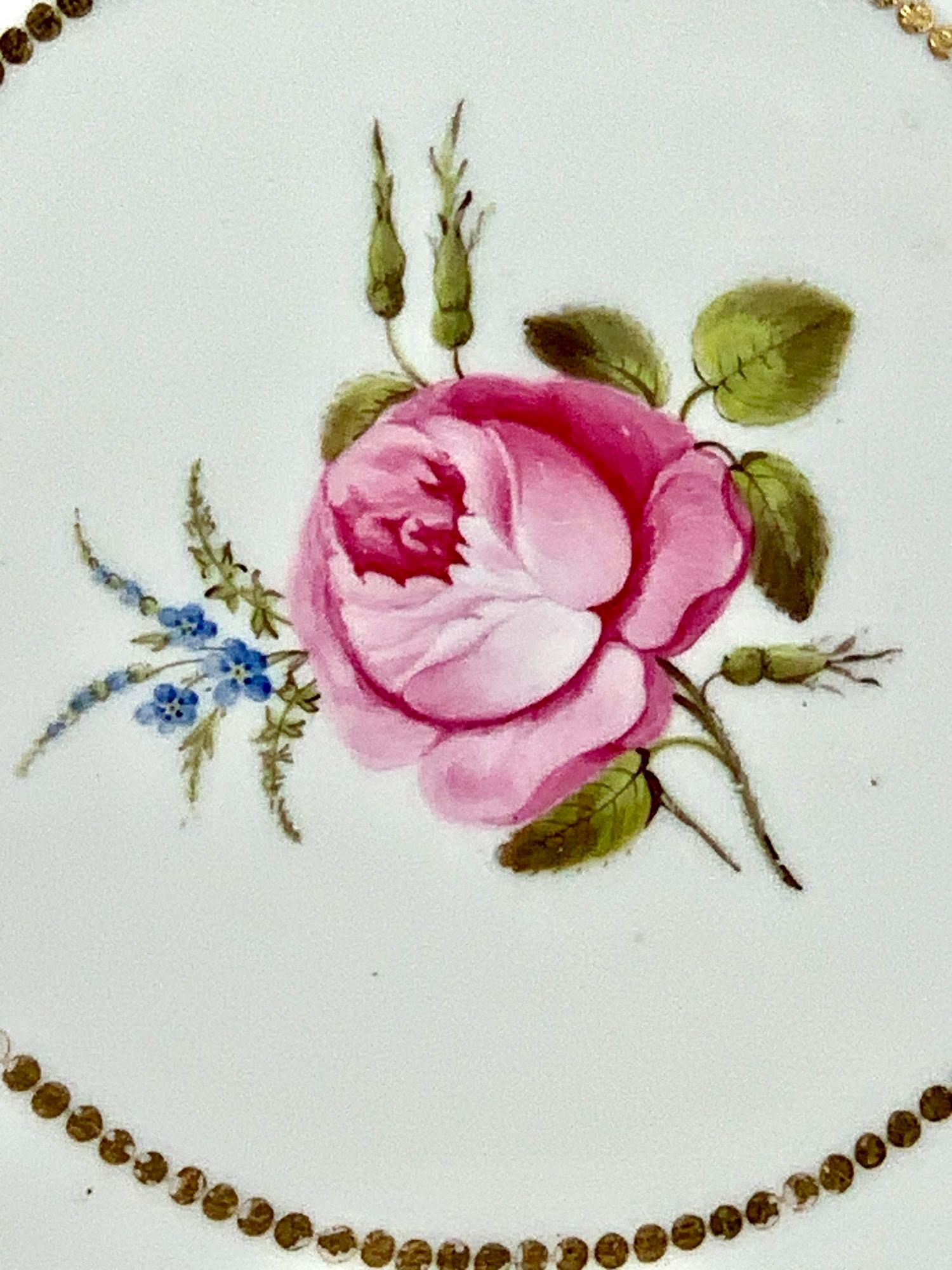 Juego de porcelana Royal Crown Derby del siglo XVIII Rosas príncipe de Gales pintadas a mano en venta 2