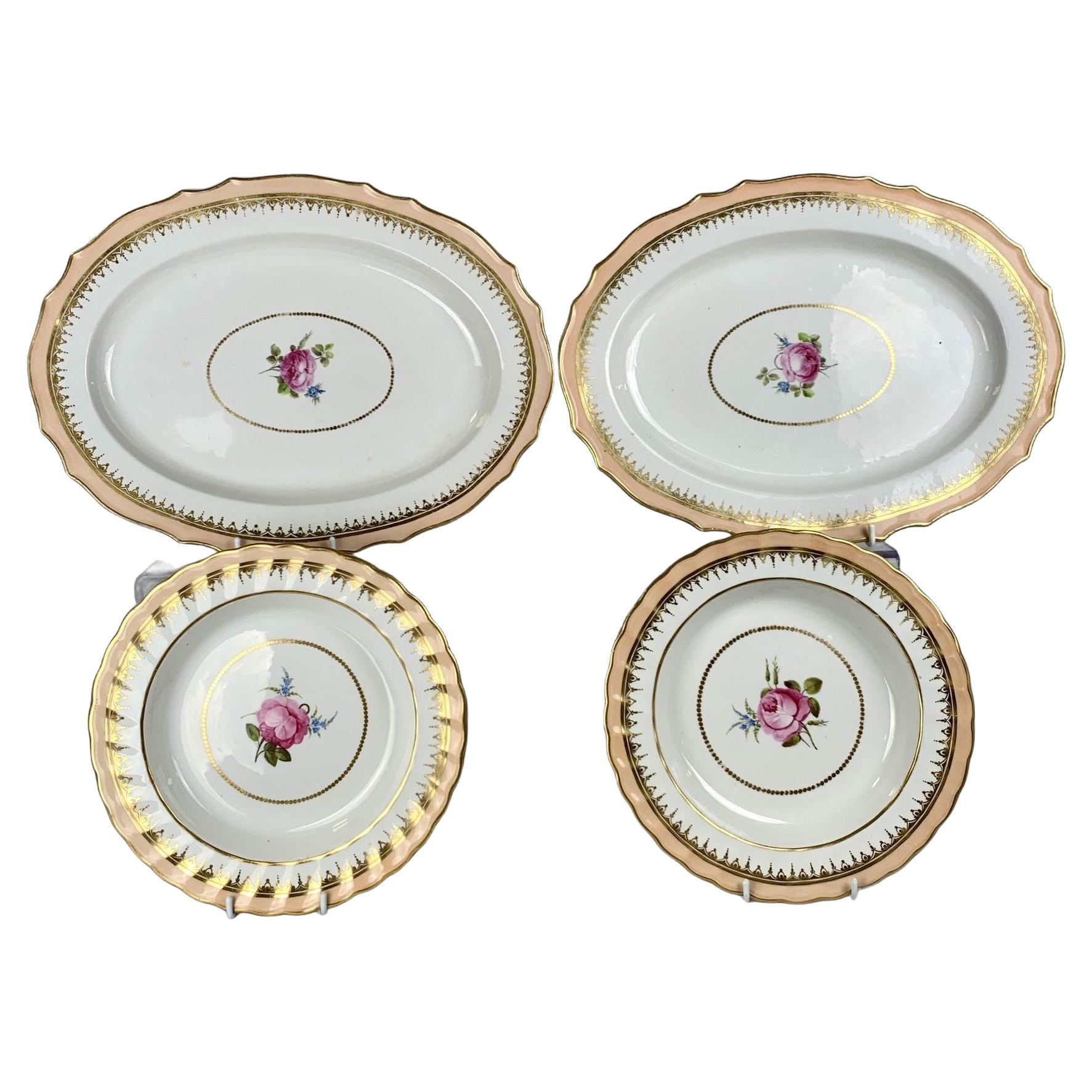 Juego de porcelana Royal Crown Derby del siglo XVIII Rosas príncipe de Gales pintadas a mano en venta