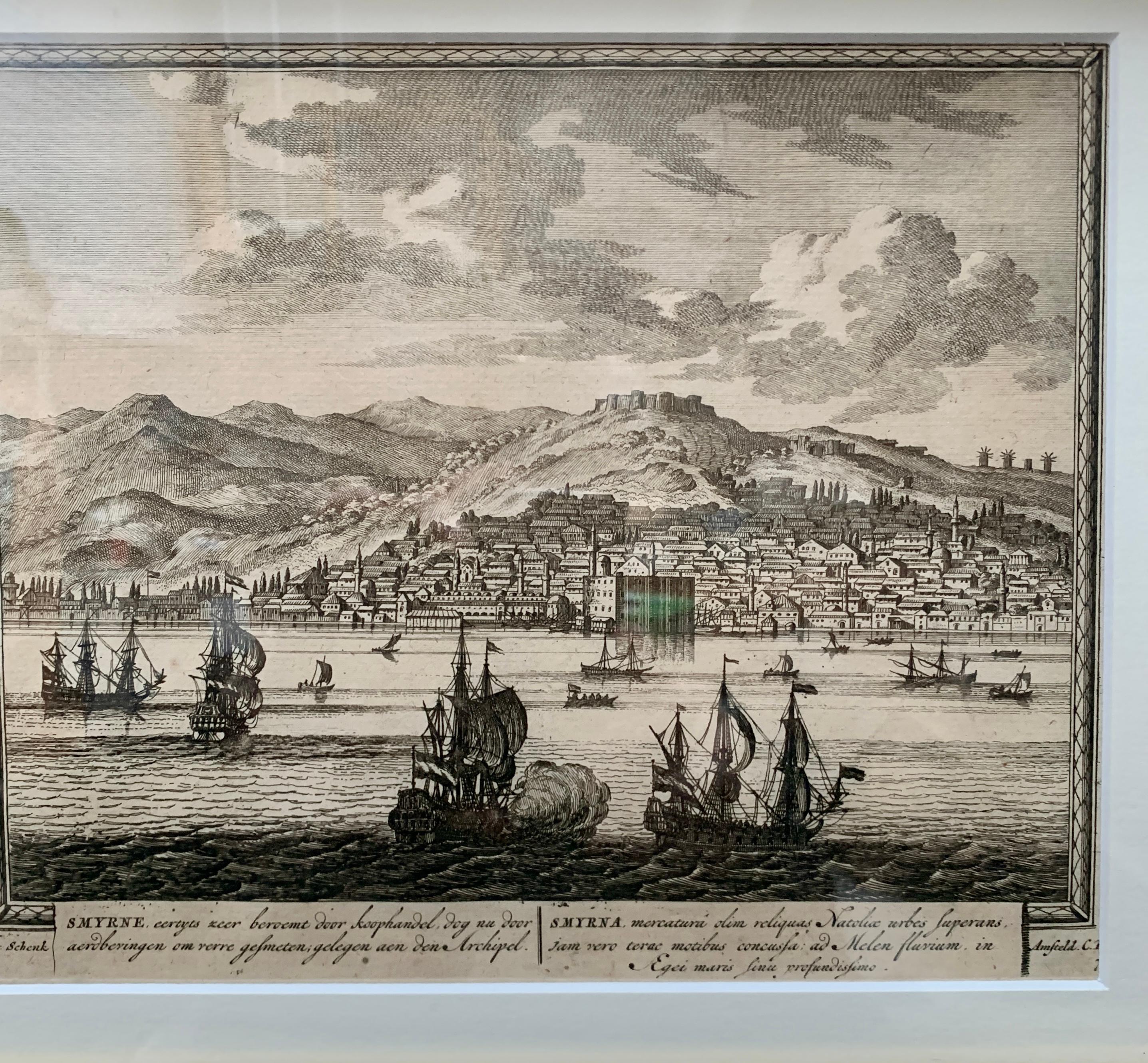 S. XVIII Conjunto de 3 grabados de escenas portuarias en marcos dorados en venta 2
