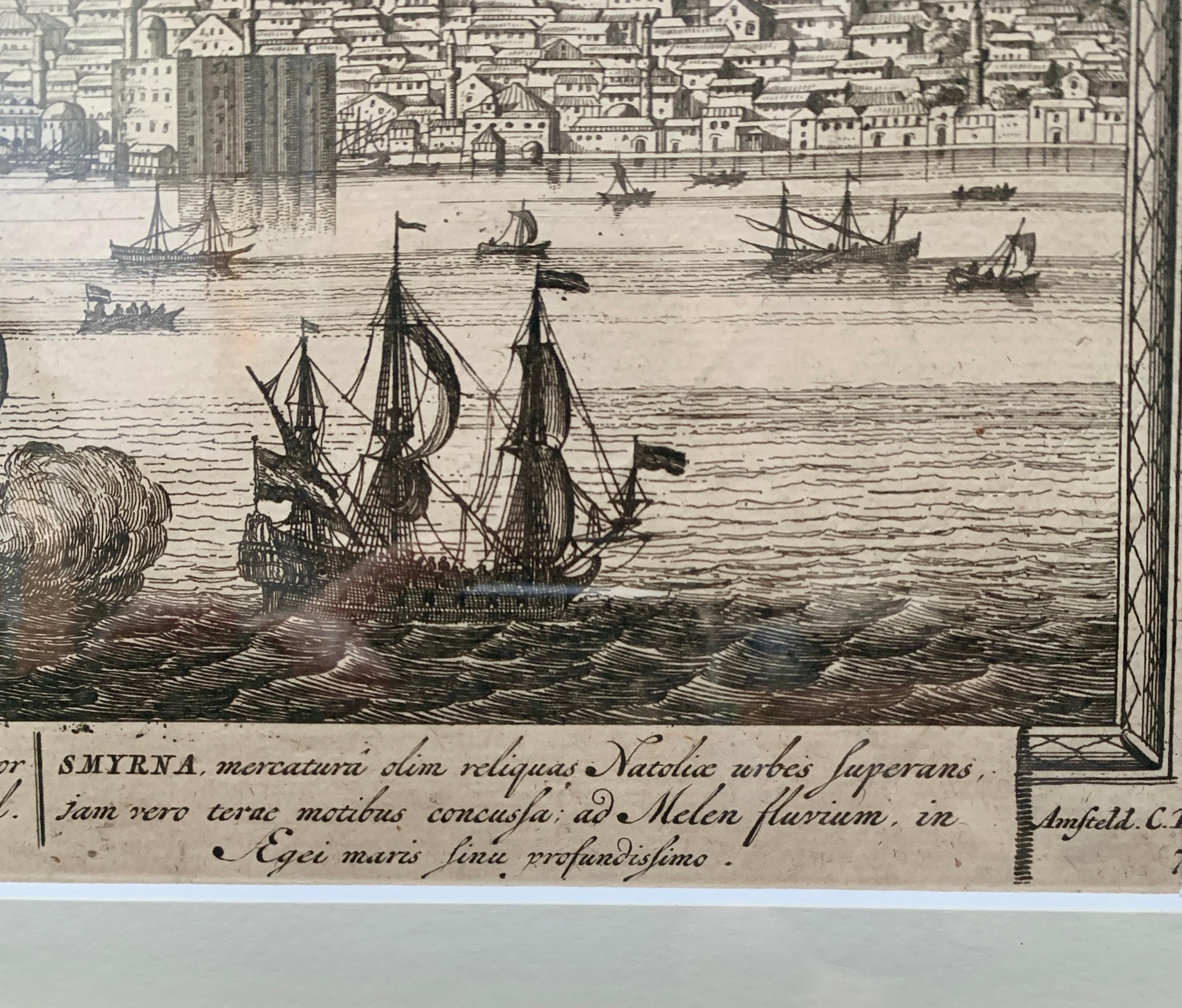 S. XVIII Conjunto de 3 grabados de escenas portuarias en marcos dorados en venta 3