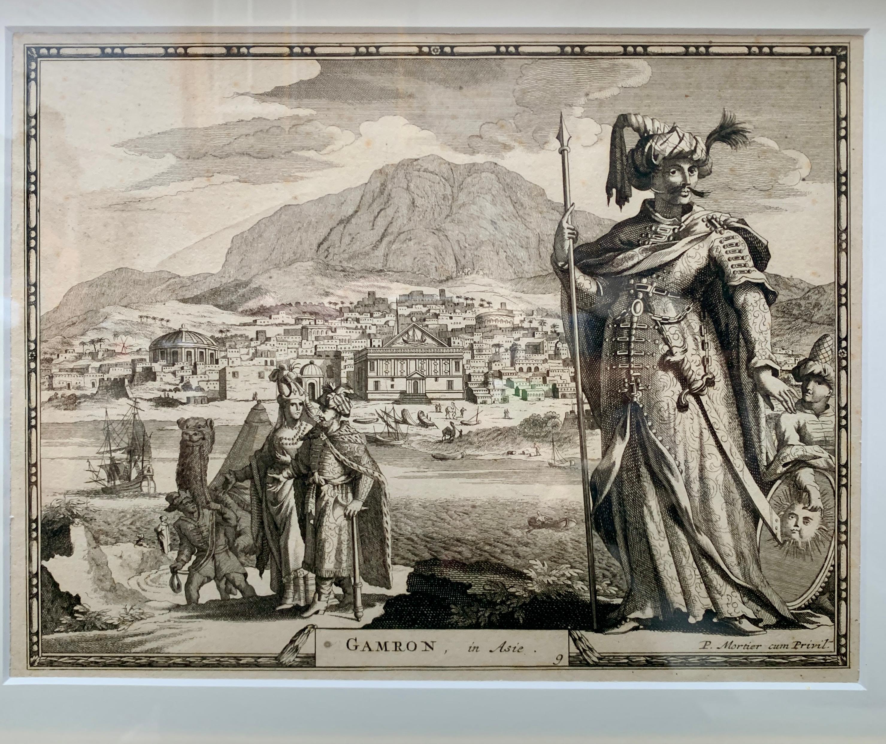 S. XVIII Conjunto de 3 grabados de escenas portuarias en marcos dorados en venta 4