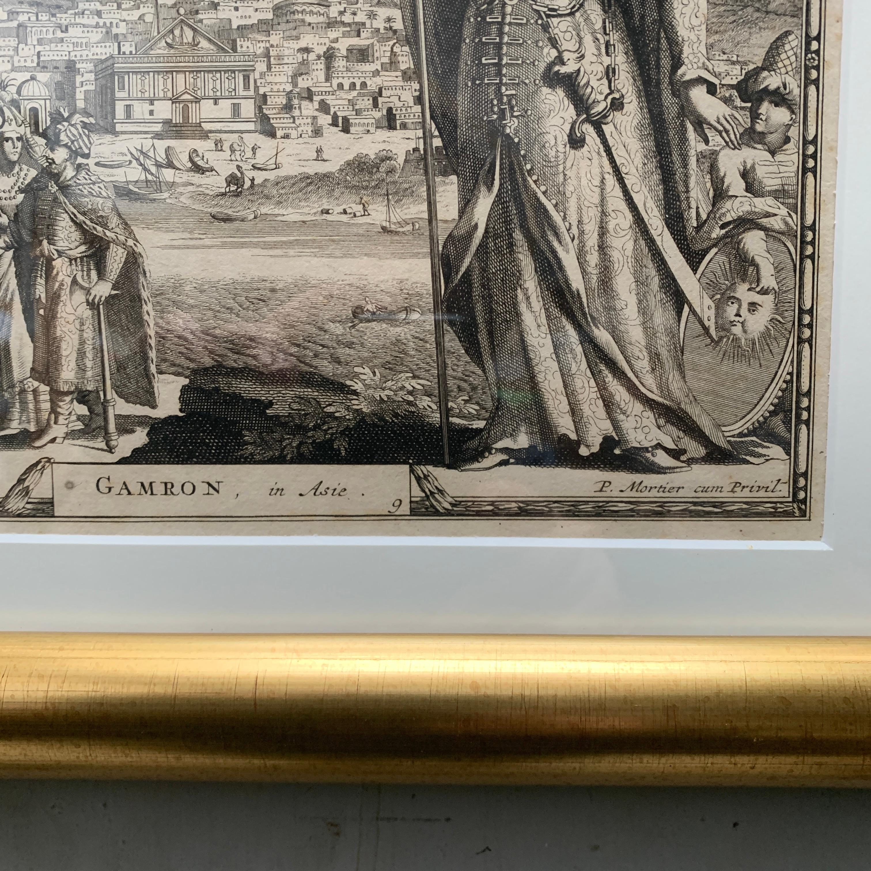 S. XVIII Conjunto de 3 grabados de escenas portuarias en marcos dorados en venta 5