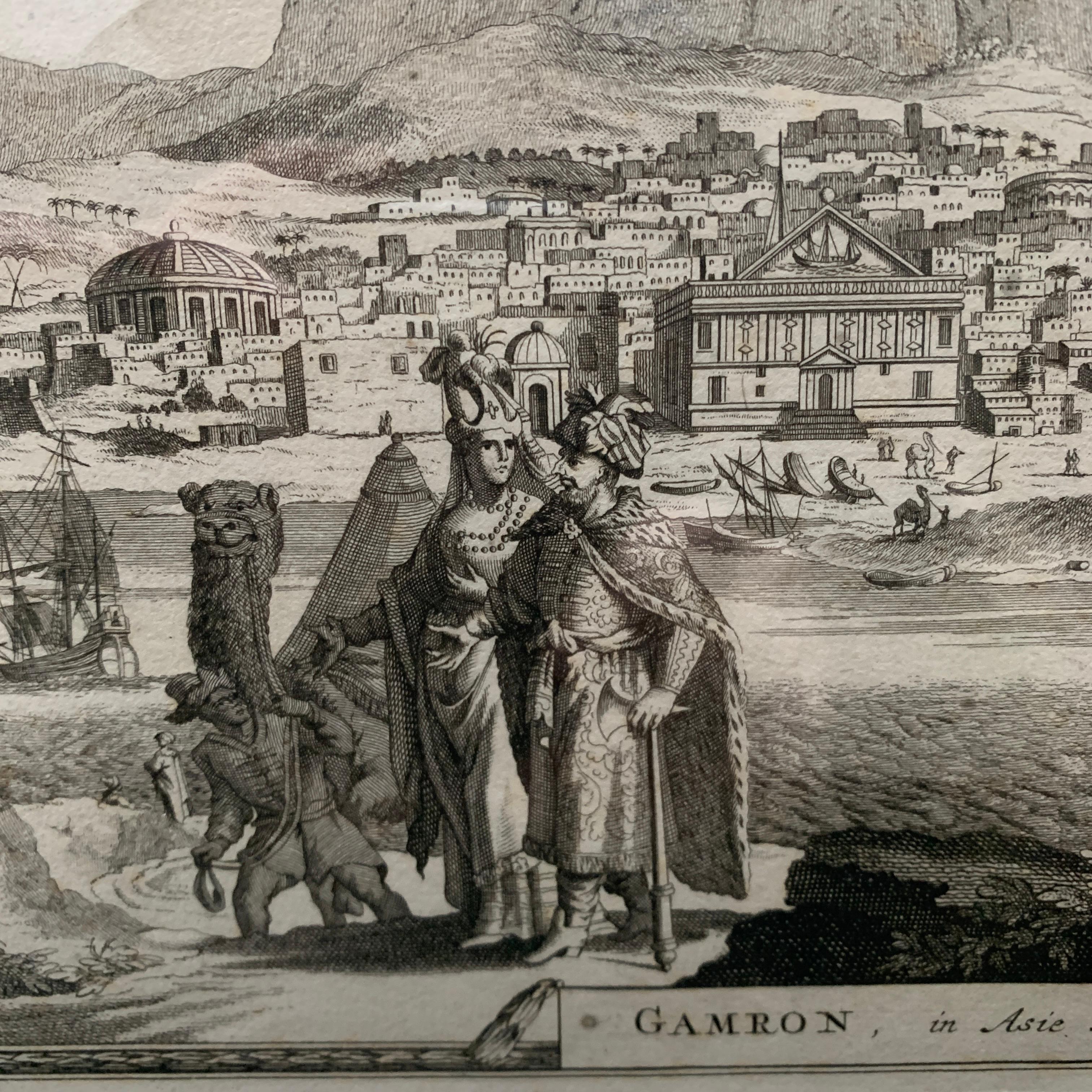 S. XVIII Conjunto de 3 grabados de escenas portuarias en marcos dorados en venta 9