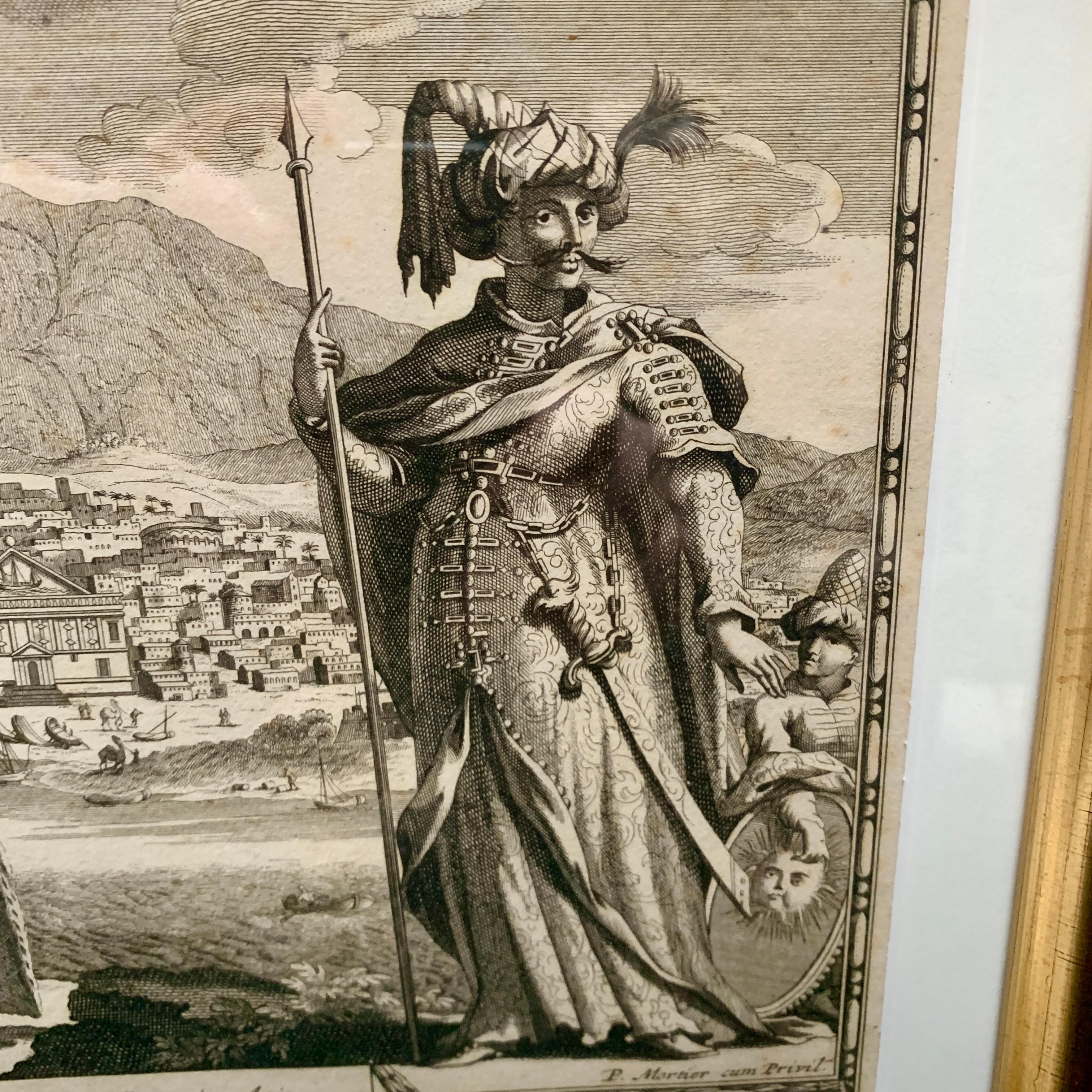 S. XVIII Conjunto de 3 grabados de escenas portuarias en marcos dorados en venta 10