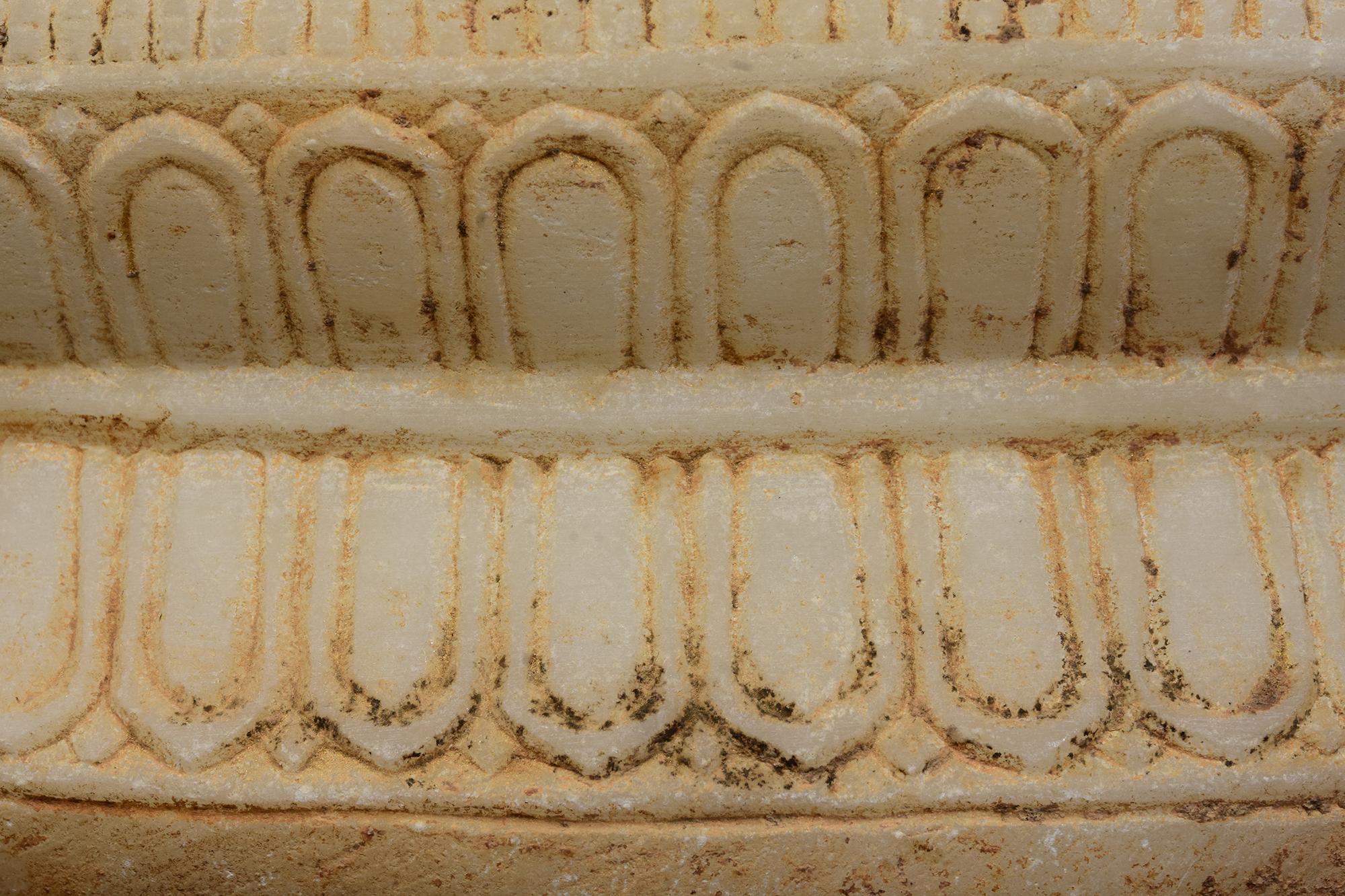 18th C., Shan, Antique Burmese Alabaster Seated Buddha on Double Lotus Base For Sale 2