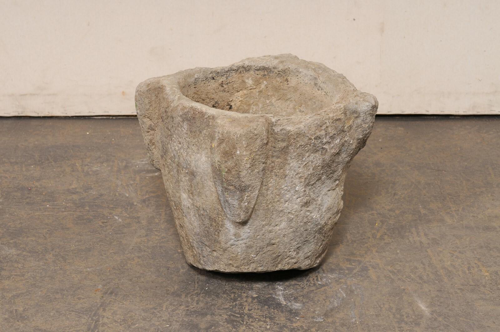 18th C. Spanish Carved-Stone Mortar/Planter For Sale 6
